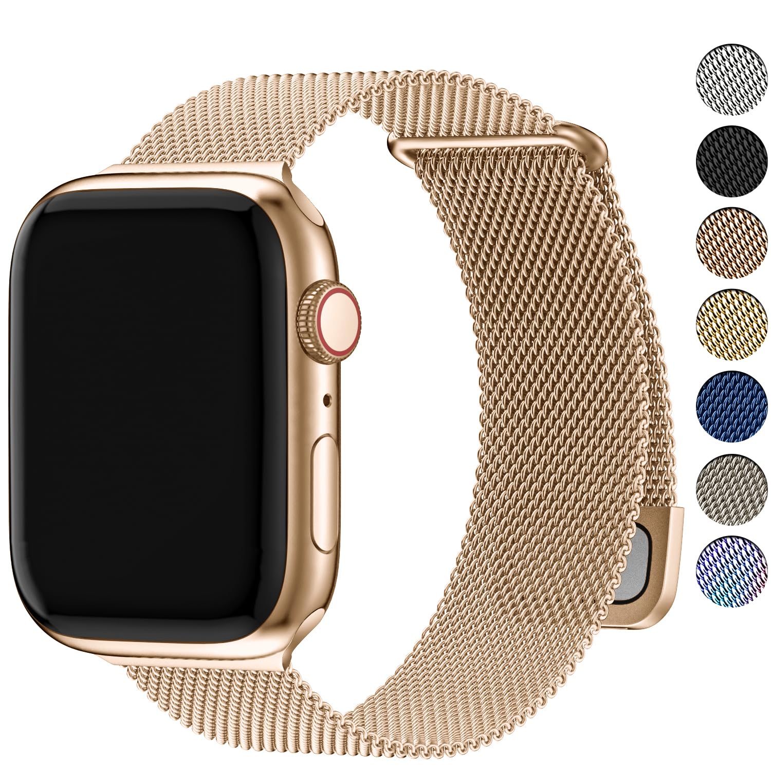 Fullmosa Correa Magnética Compatible con Apple Watch 42mm 41mm 40mm 38mm,Pulseras de Repuesto de Acero Inoxidable Milanese Loop para iWatch Ultra 2/1 Series 10 9 8 7 6 5 4 3 2 1 SE，Oro Rosa
