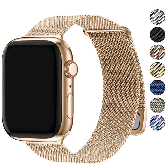 Fullmosa Correa Magnética Compatible con Apple Watch 42mm 41mm 40mm 38mm,Pulseras de Repuesto de Acero Inoxidable Milanese Loop para iWatch Ultra 2/1 Series 10 9 8 7 6 5 4 3 2 1 SE，Oro Rosa