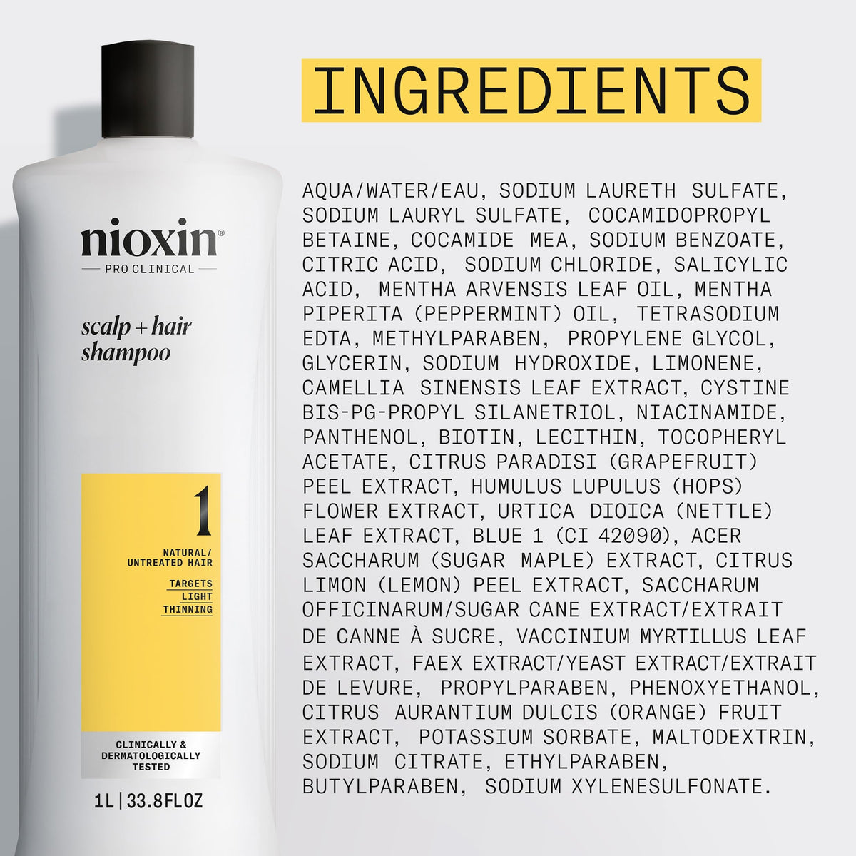 Nioxin Cleanser Shampoo System 1 for Fine Hair with Light Thinning, 33.8 Ounce
