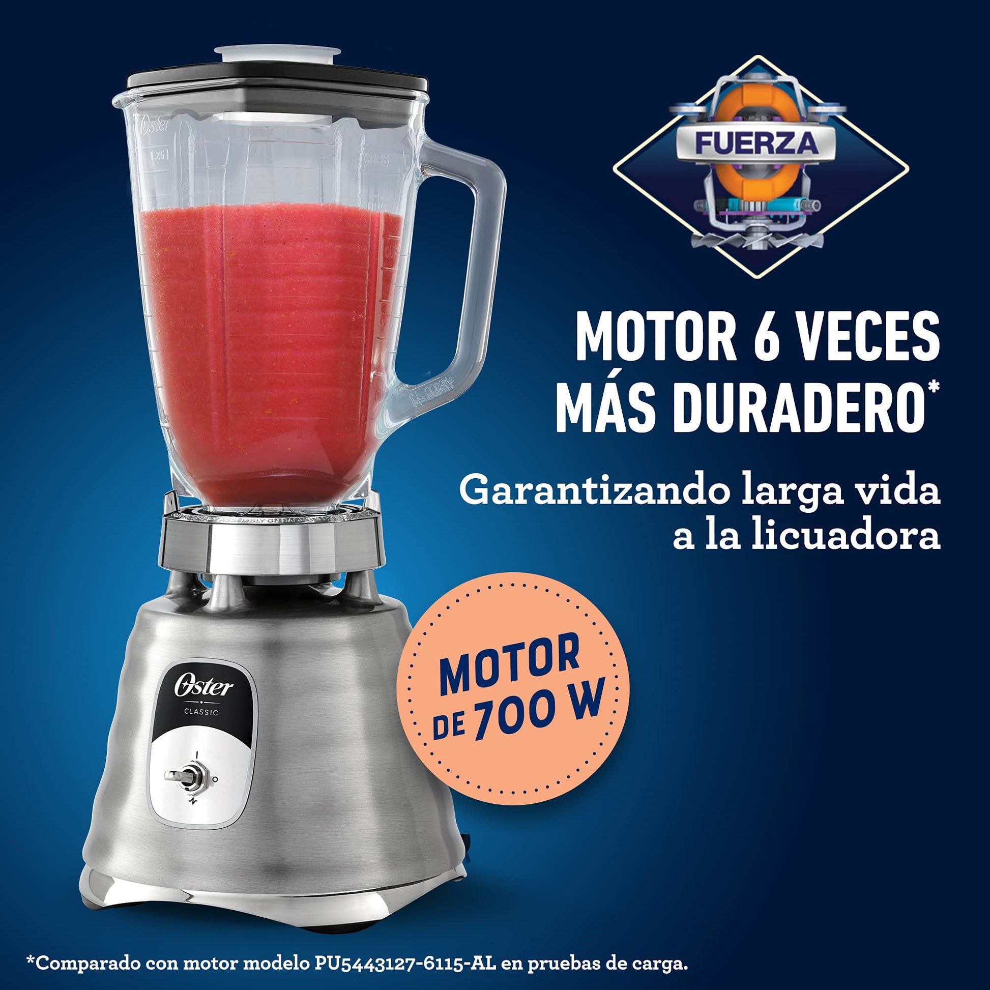 Licuadora Oster Clásica Cromada 2 Velocidades Vaso de Vidrio