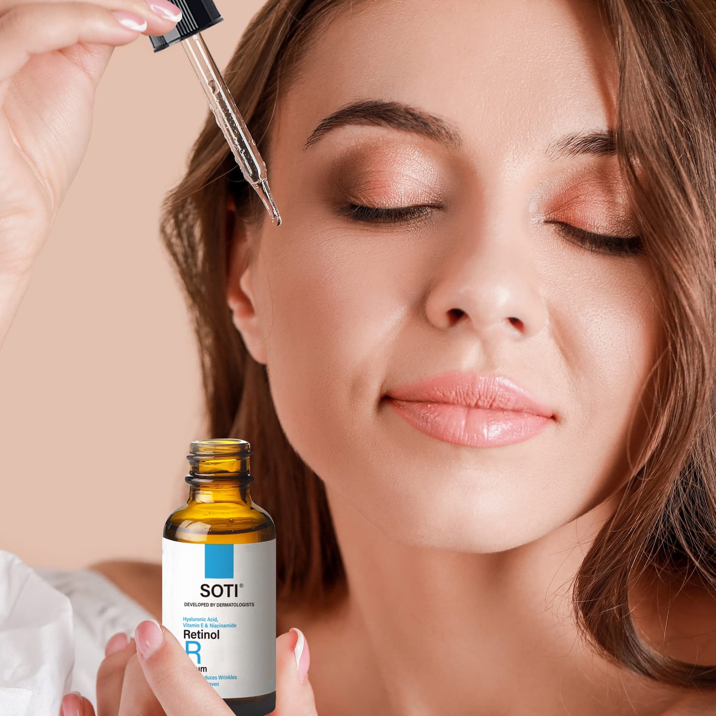 Soti 2.5% Retinol Serum, Made in USA! Reduces Wrinkles, Age Spots, Post-Acne Marks. Stimulates Collagen, Firm Skin, Anti Aging with Hyaluronic Acid, Niacinamide, 30ml
