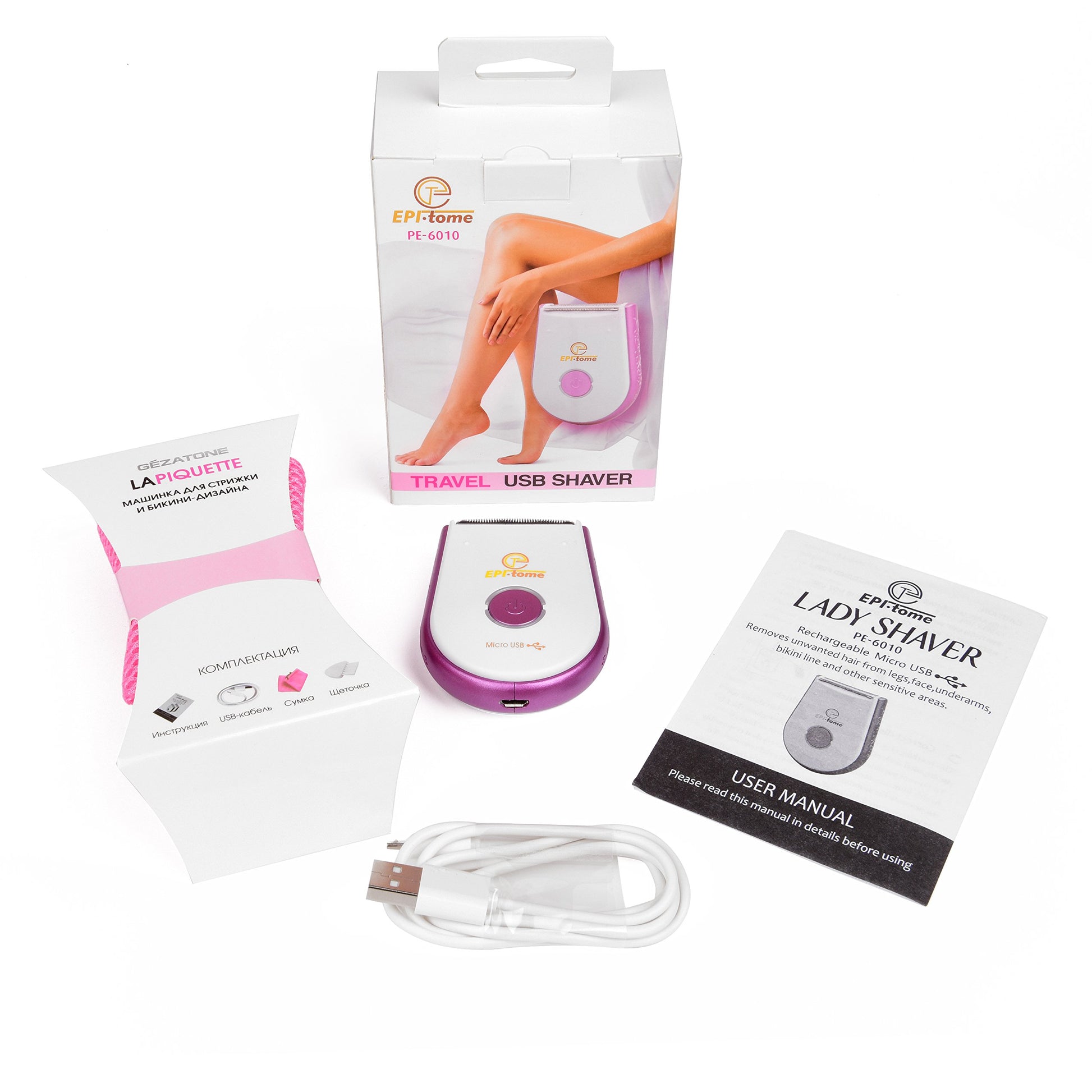 Mini Afeitadora Epitome USB Portátil Hipoalergénica para Damas Mojado o Seco