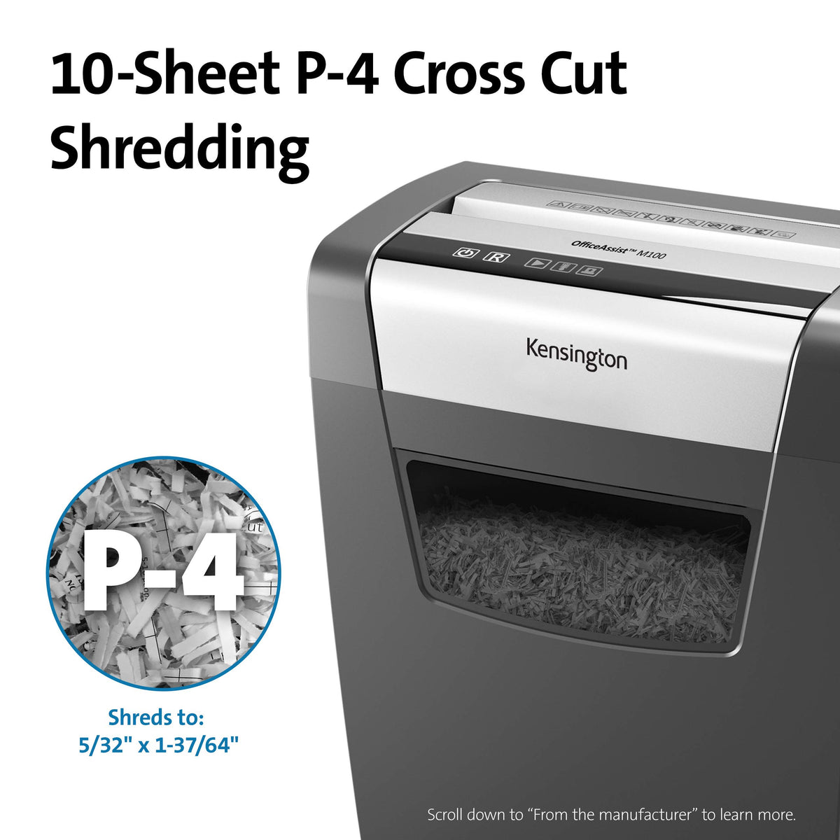 Trituradora de Papel Kensington M100 Negro con Sistema Antiatascos para Oficina
