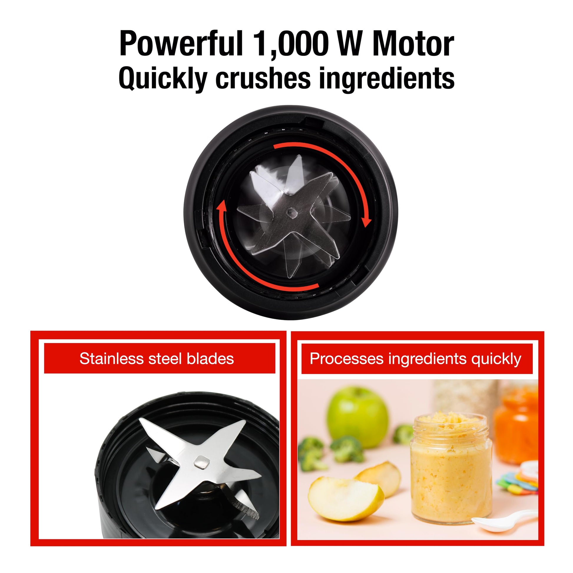 Licuadora Personal Koblenz Mix&Go Batidora Portátil, 1000 Watts, Kit Completo, 12 Accesorios con 2 Vasos de Tritán y 1 Vaso de Acero, Cuchillas de Acero, Ideal para Jugos y Smoothies Negro BKM-1000