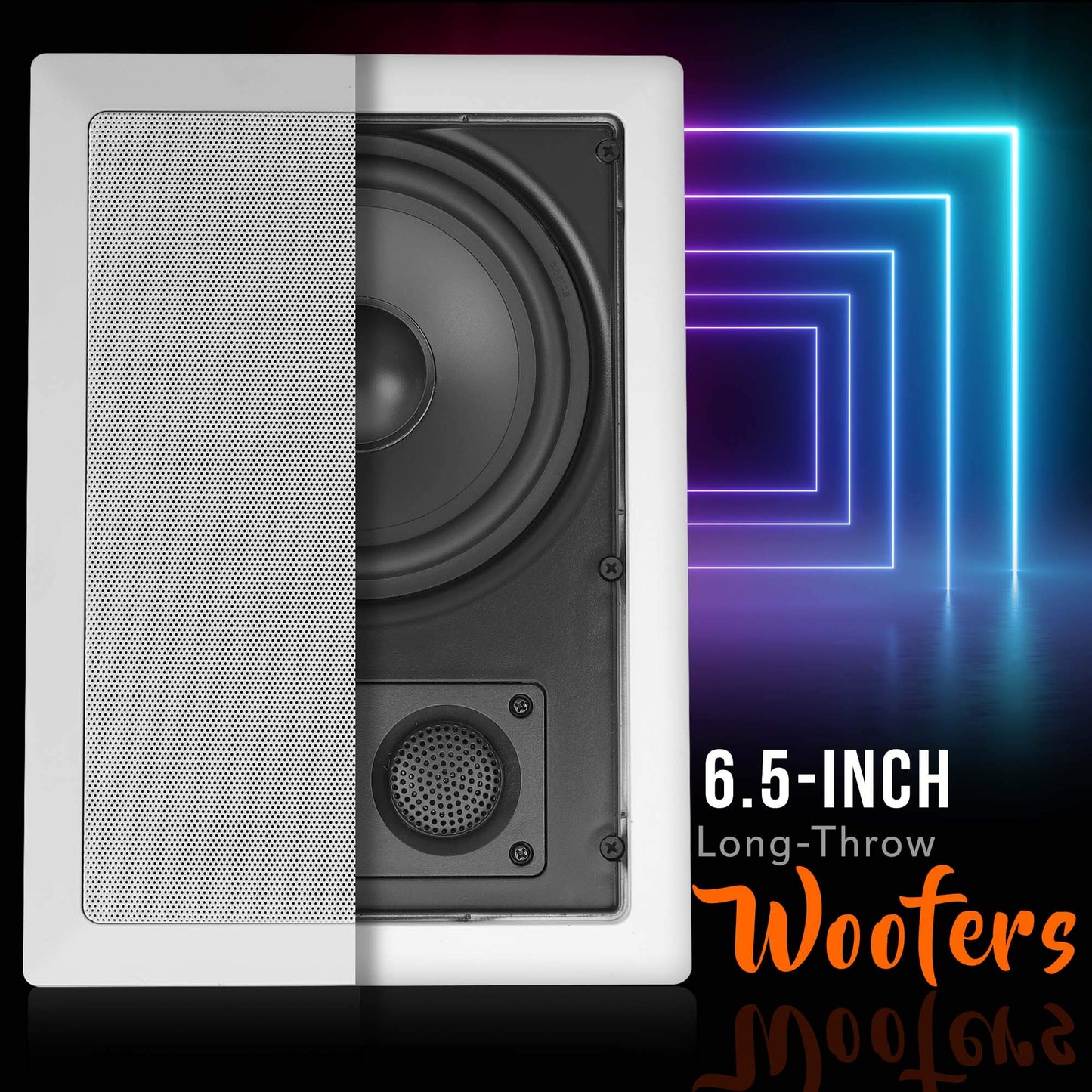 Bocina Encastrable Pyle Blanca de Doble 6.5 Pulgadas con Tweeter Direccional, 2 Vías