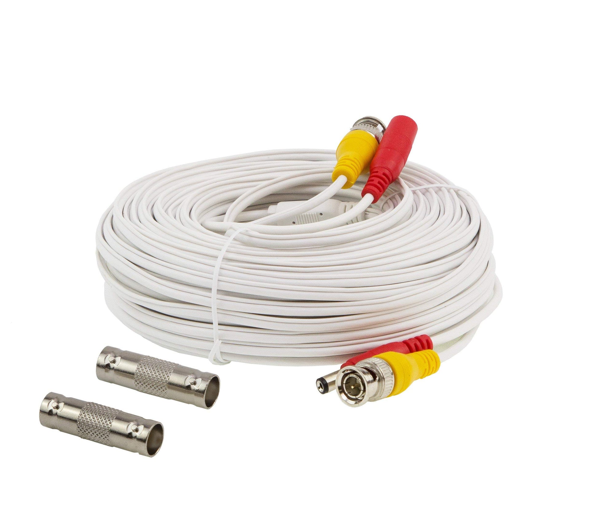 InstallerCCTV Cable de extensión de cámara de 100 pies, cable de alimentación y video BNC todo en uno prefabricado con conector para sistema de video de cámara de seguridad CCTV - Blanco