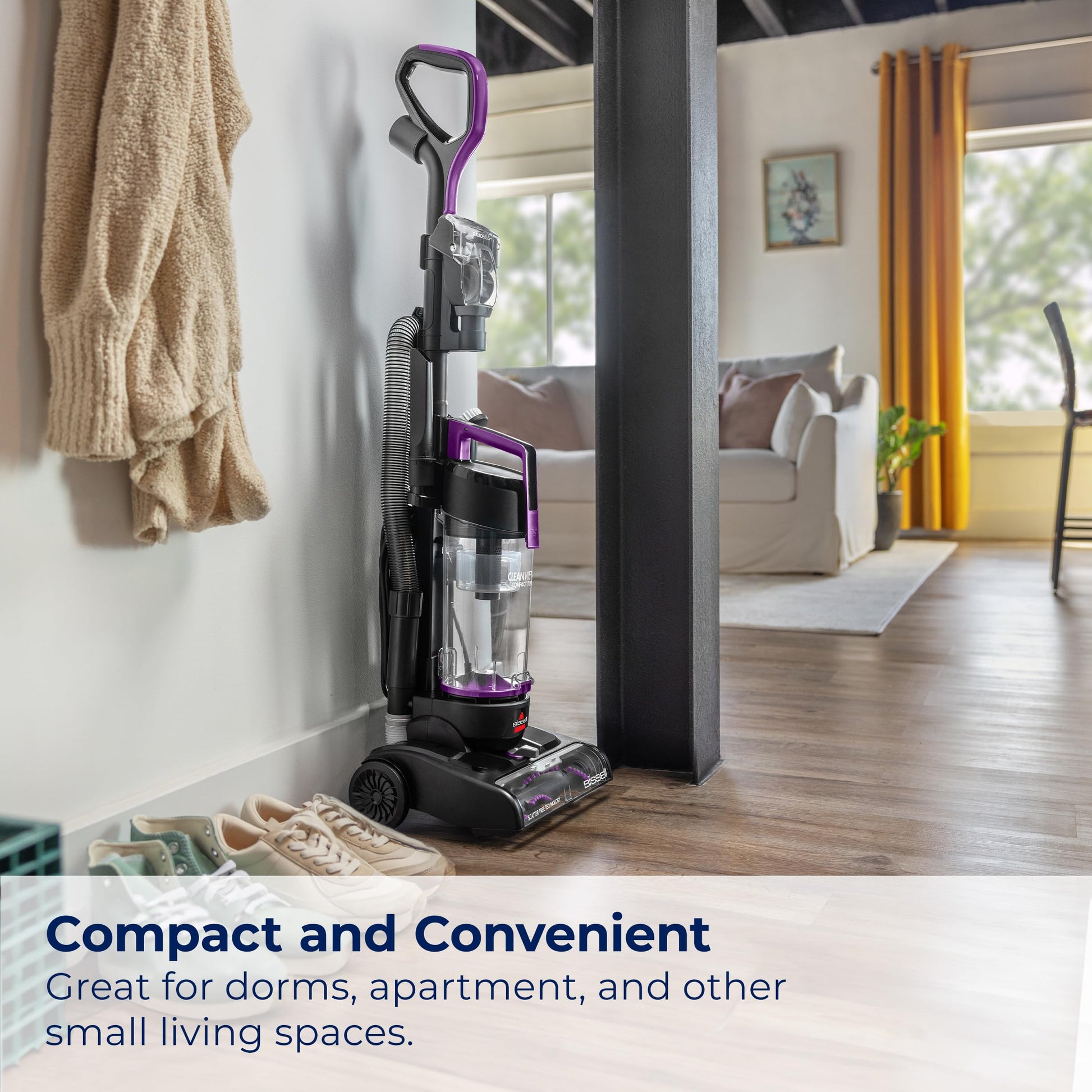 Bissell CleanView Aspiradora Vertical compacta Turbo con Varilla de liberación rápida, Potencia de tamaño Completo, tamaño Compacto para Apartamentos y dormitorios, 3437F