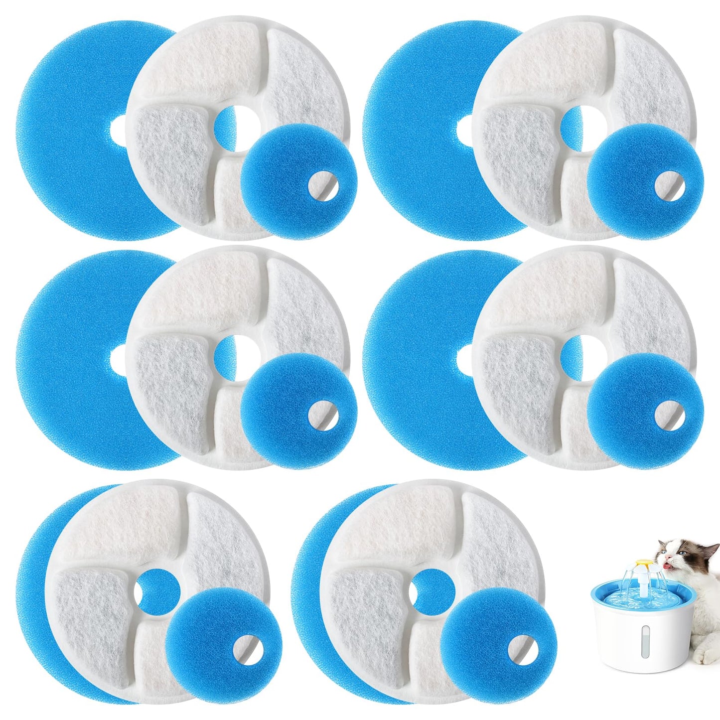 Filtros para Fuente de Gatos YINGDIHUT Blanco con Resina y Carbón Activo 6 Piezas