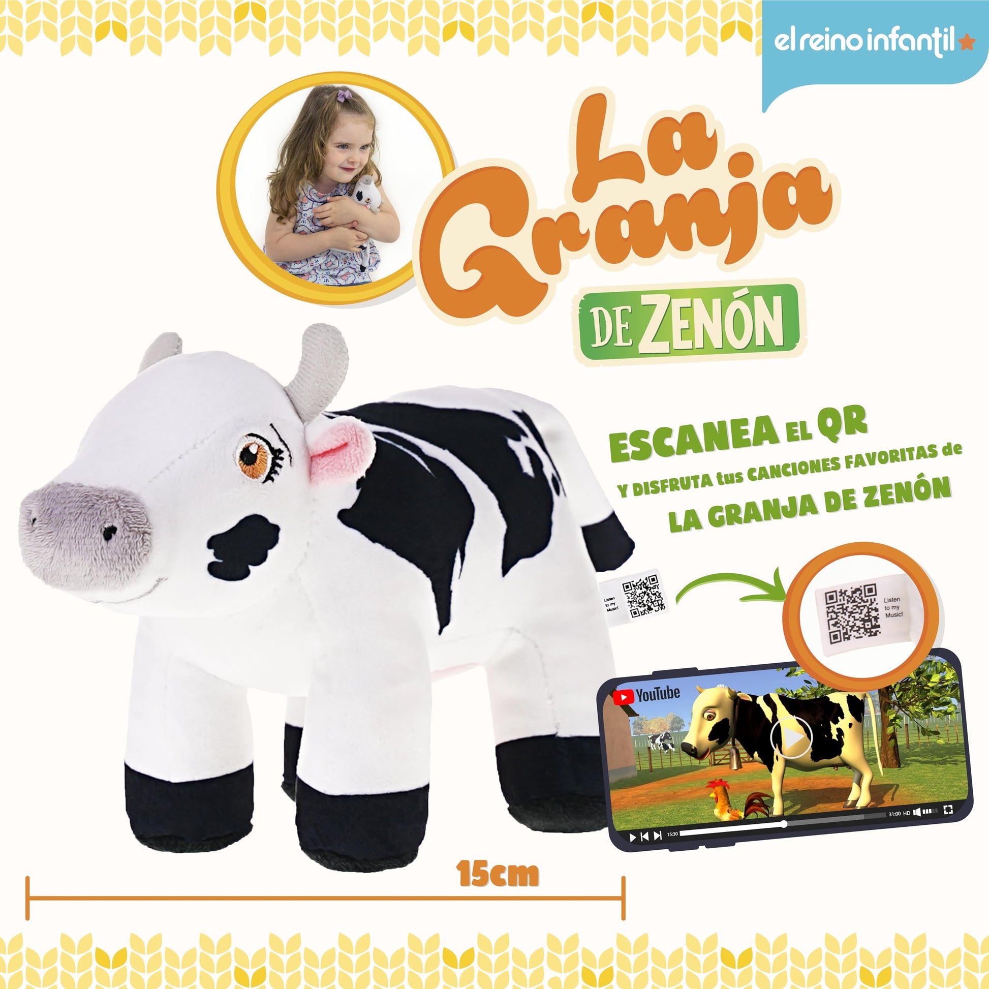 LA GRANJA DE ZENÓN Peluche Vaca Lola Mis Primeros Pasos 15cm