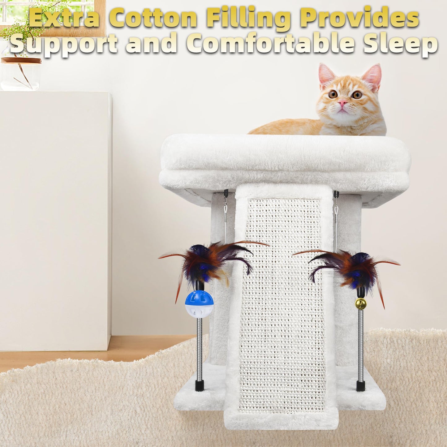 TWDEPART - Hamaca Colgante para árbol para Gatos con condominio para Gatos, Color Beige