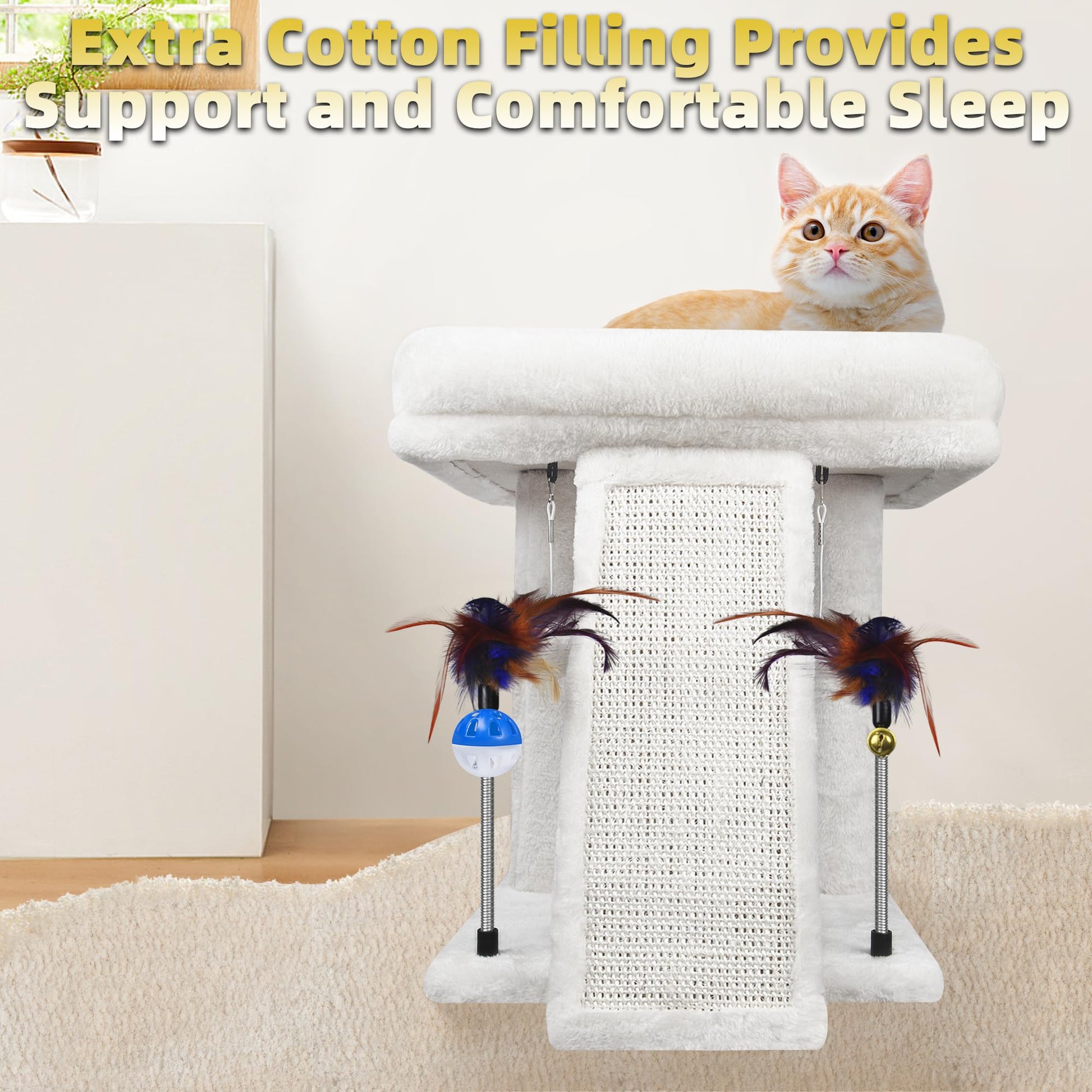 TWDEPART - Hamaca Colgante para árbol para Gatos con condominio para Gatos, Color Beige
