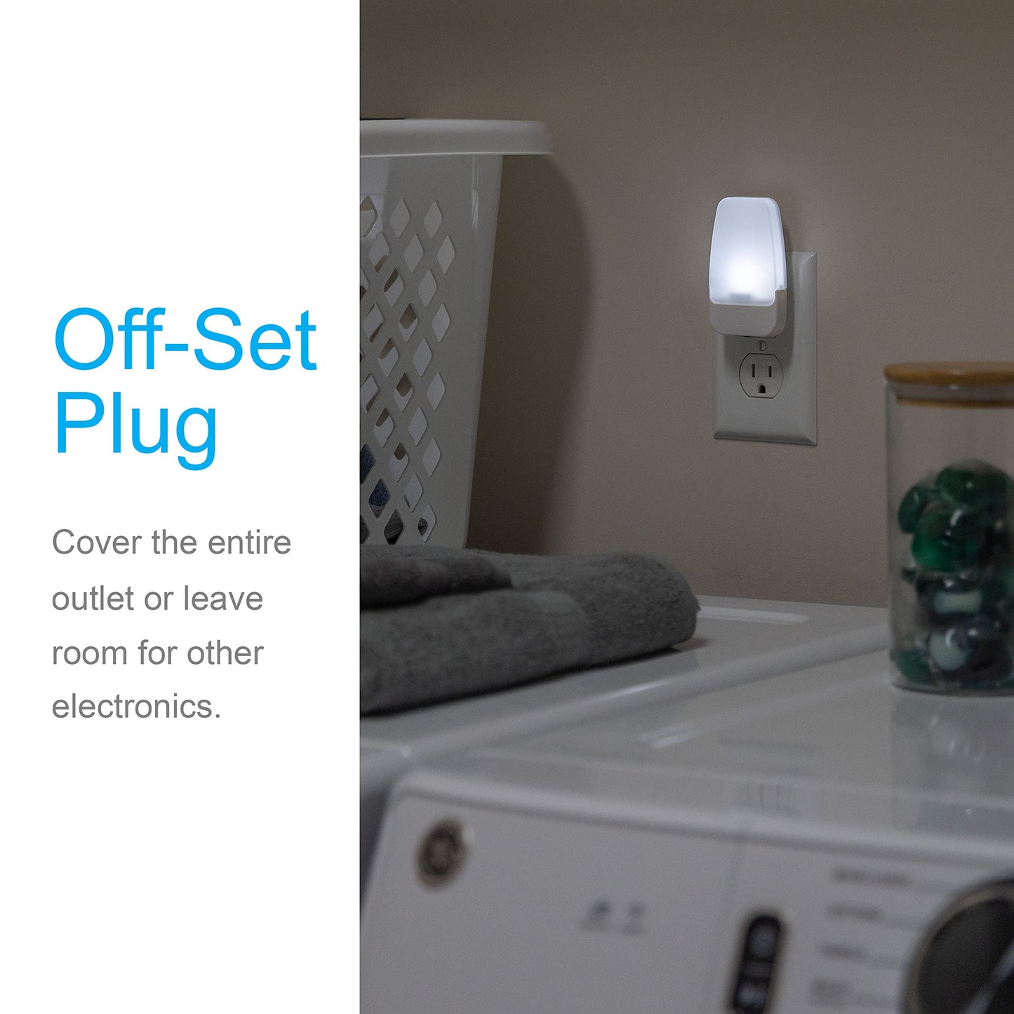 GE Luz De Noche Led Enchufable Sensor De Luz Blanco Frío Certificacion UL De Bajo Consumo Paquete De 2 Ideal Para Dormitorio Baño Guardería Pasillo Cocina Escaleras 55991