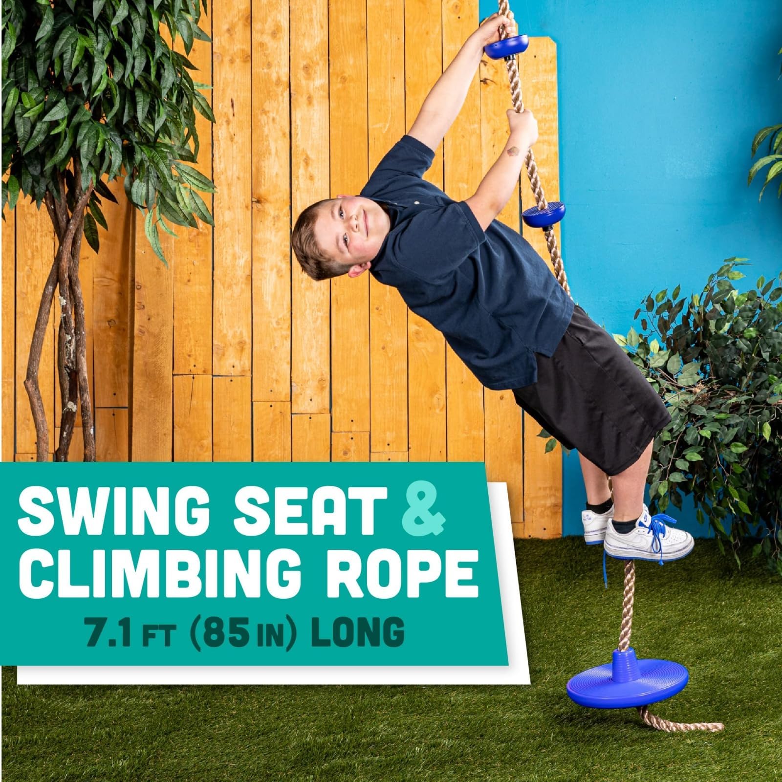 Kzings Columpio De Disco con Cuerda, Juego de Cuerda de Escalada y Asiento De Balancín, con Correa Colgar y Ganchos A Presión, para Parque, Infantil, Patioal