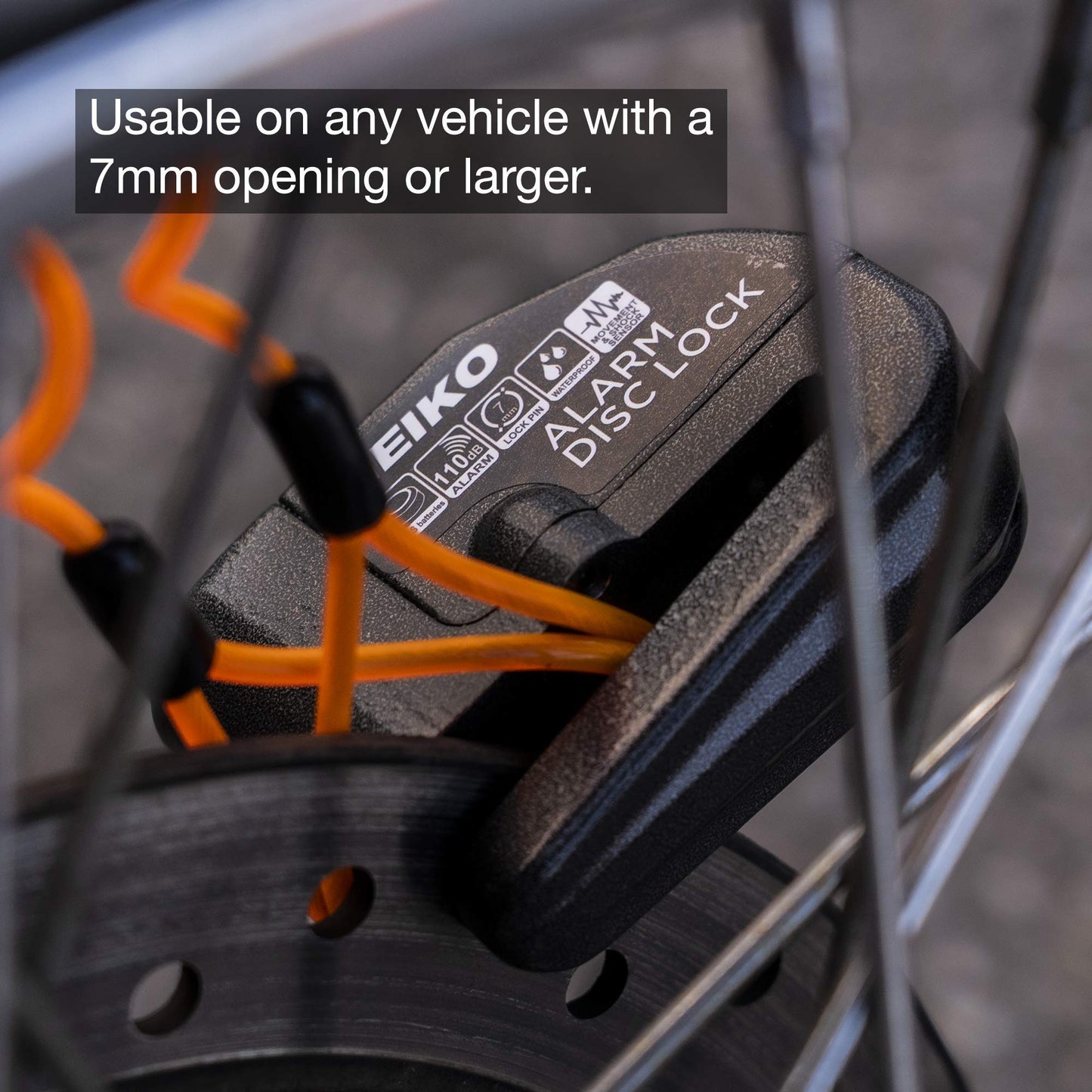 NEIKO 52908A - Candados de motocicleta antirrobo con alarma, bloqueo de disco de motocicleta con alarma, sensor de movimiento antirrobo, freno de bloqueo de seguridad, bloqueo de alarma universal para motocicletas, bicicletas y más