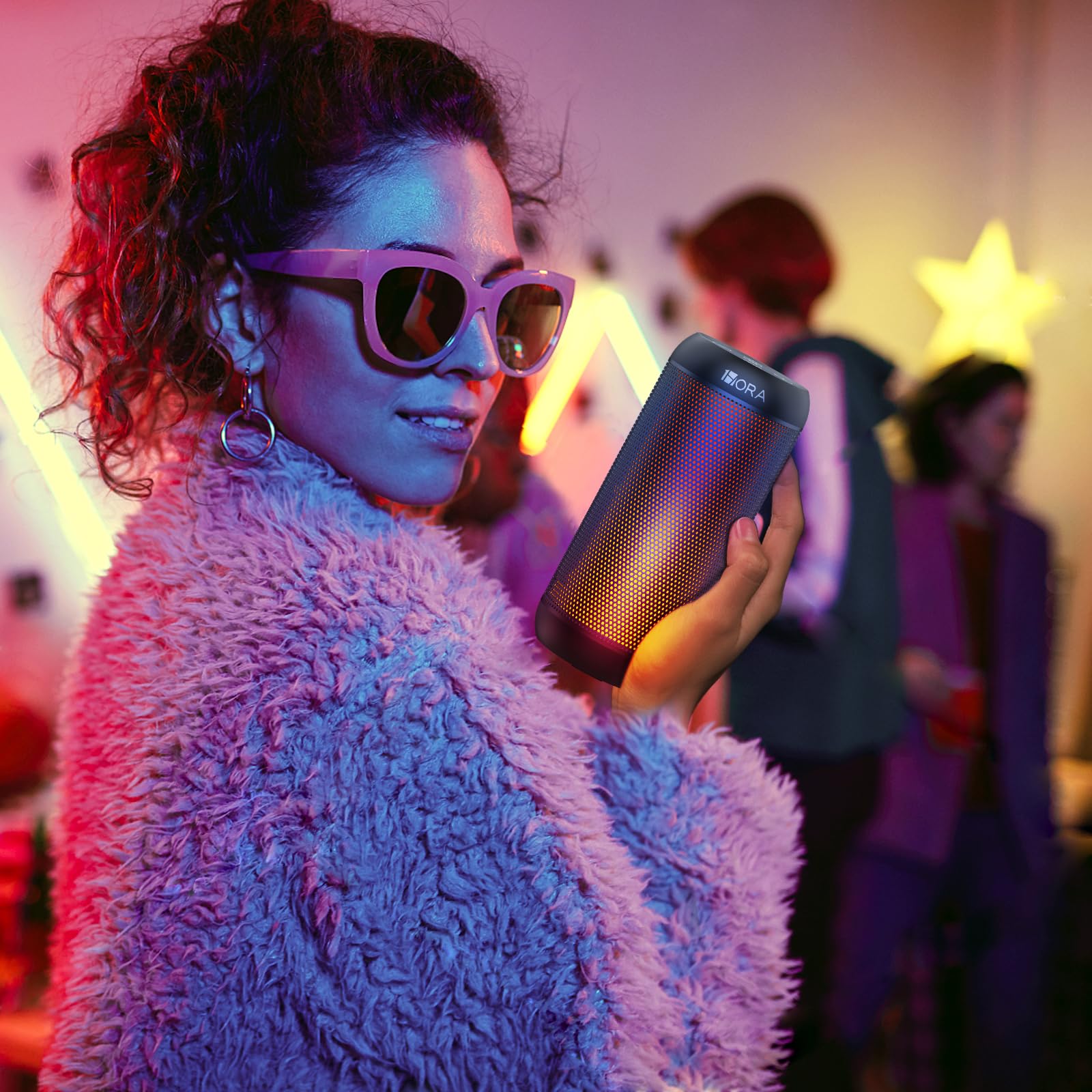 Bocina Bluetooth Portátil Hora Negro con Iluminación RGB y Emparejamiento TWS