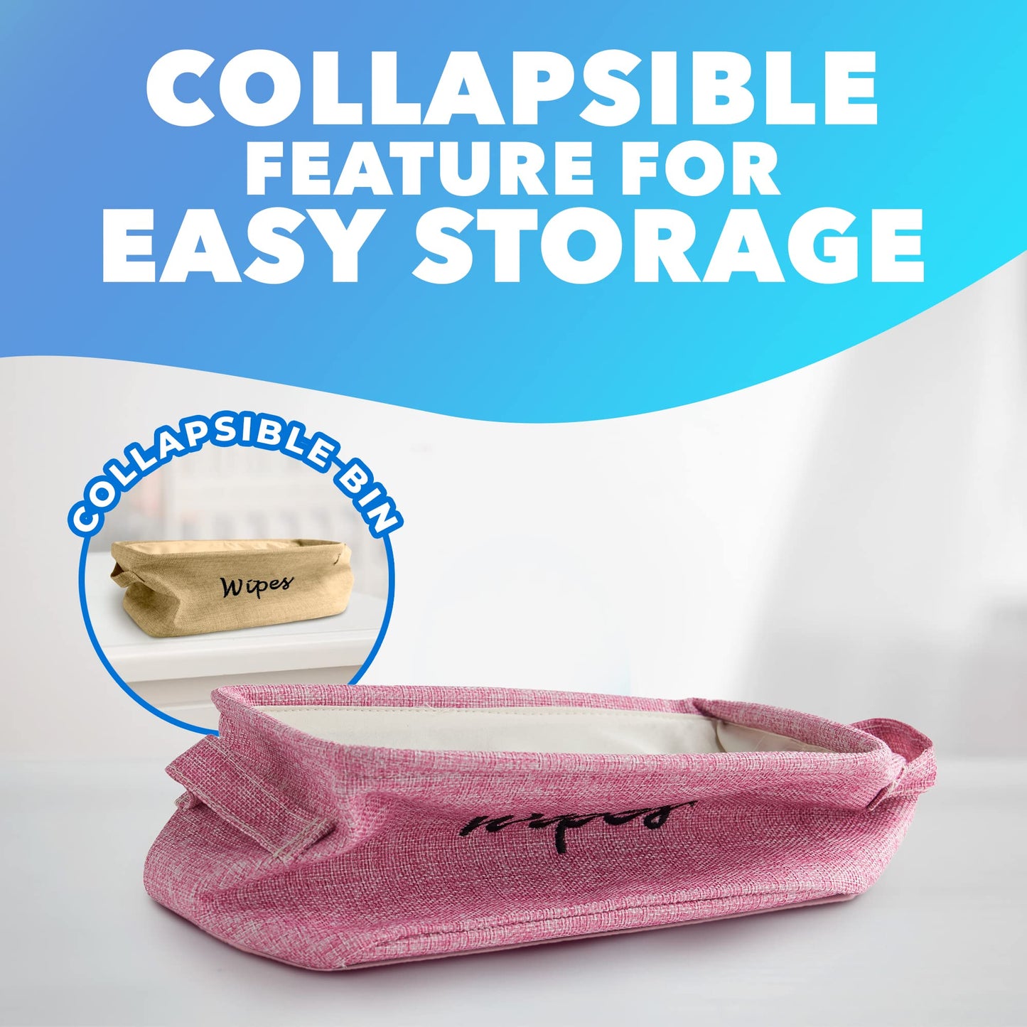 Dejaroo - Cestas para organizar toallitas y artículos esenciales para recién nacidos, organizador de pañales y toallitas, regalos bordados para baby shower, cesta de lino con asa, 9 x 6 x 5.5