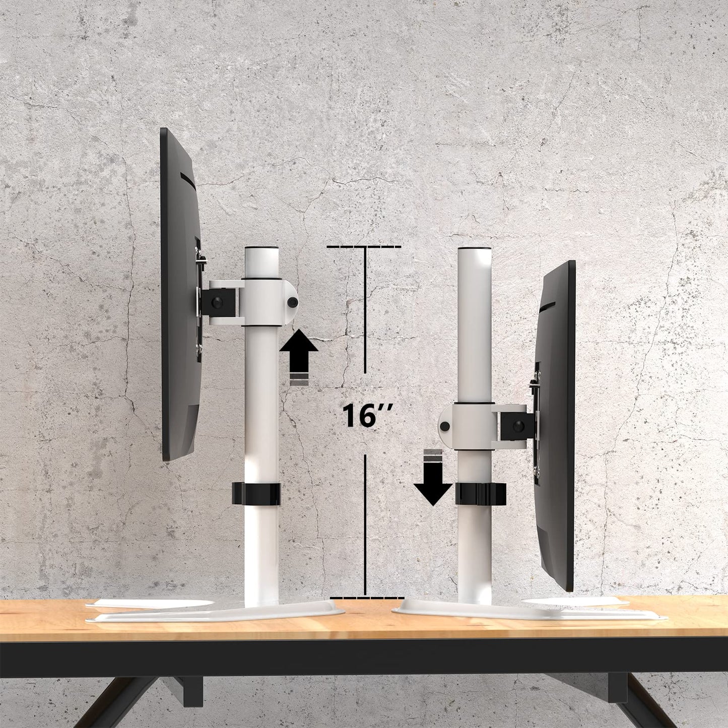 Soporte para Monitor WALI Blanco con Inclinación y Ajuste de Altura