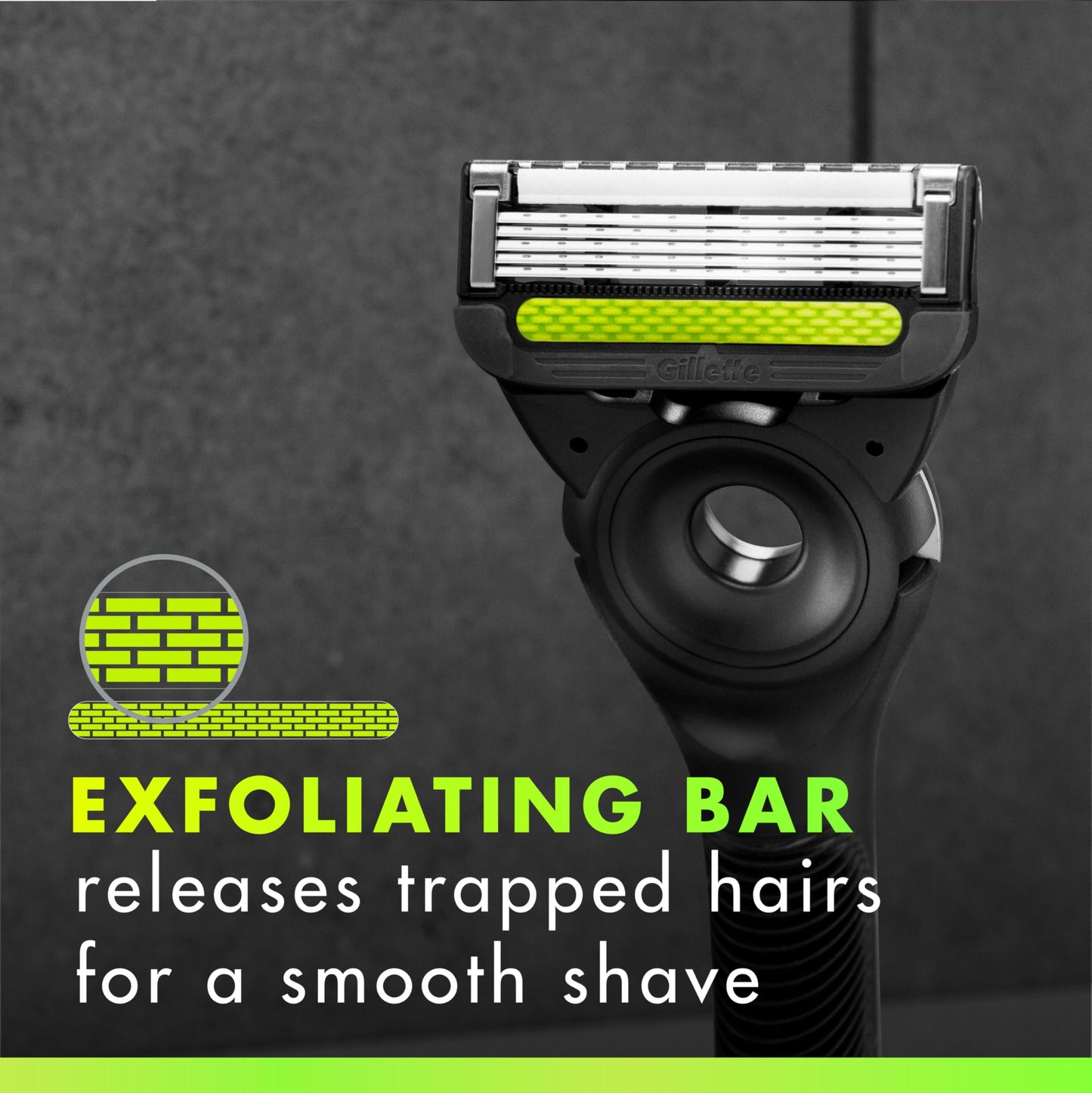 GilletteLabs with Exfoliating Bar by Gillette Men's Razor Set - 1 Shower Hook, 1 Handle, 2 Razor Blade Refills, Shower Hook, Silver and Black, Razors for Men, Mens Razors