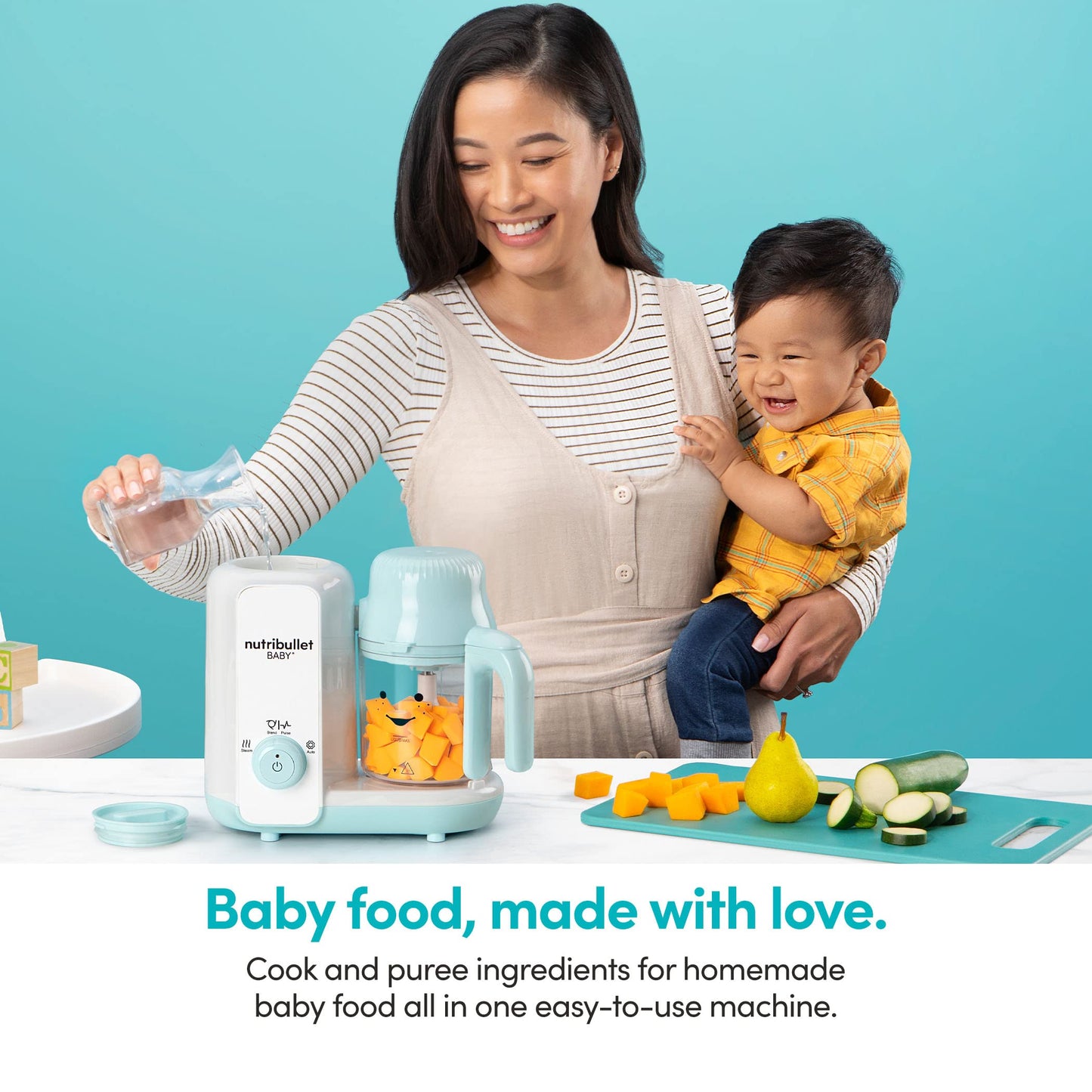 Procesador de Alimentos NutriBullet blanco azul Baby Steam + Blend