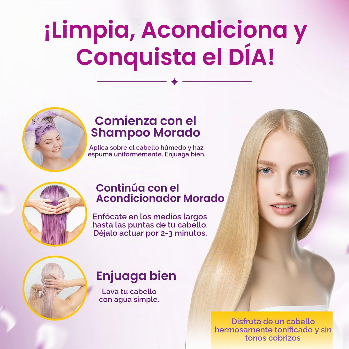 Set Shampoo y Acondicionador Morado Herbishh – Neutraliza Tonos Amarillos y Cobrizos | Para Cabello Rubio, Plateado y con Mechas | Hidratante y Nutritivo | Fórmula Vegana y Segura para el Color | 500 ml c/u