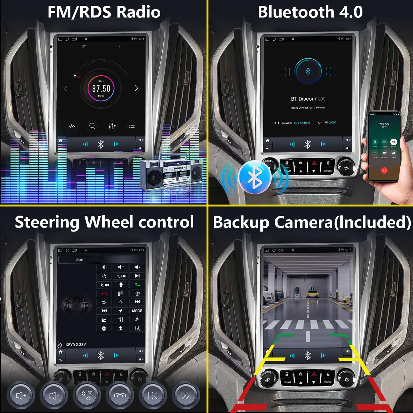Estéreo de coche Android 12, pantalla táctil HD de 10.1 pulgadas, radio de navegación GPS WiFi con cámara de respaldo para Chevrolet Equinox, GMC Terrain 2012-2017 (4+64 sin bloqueo)