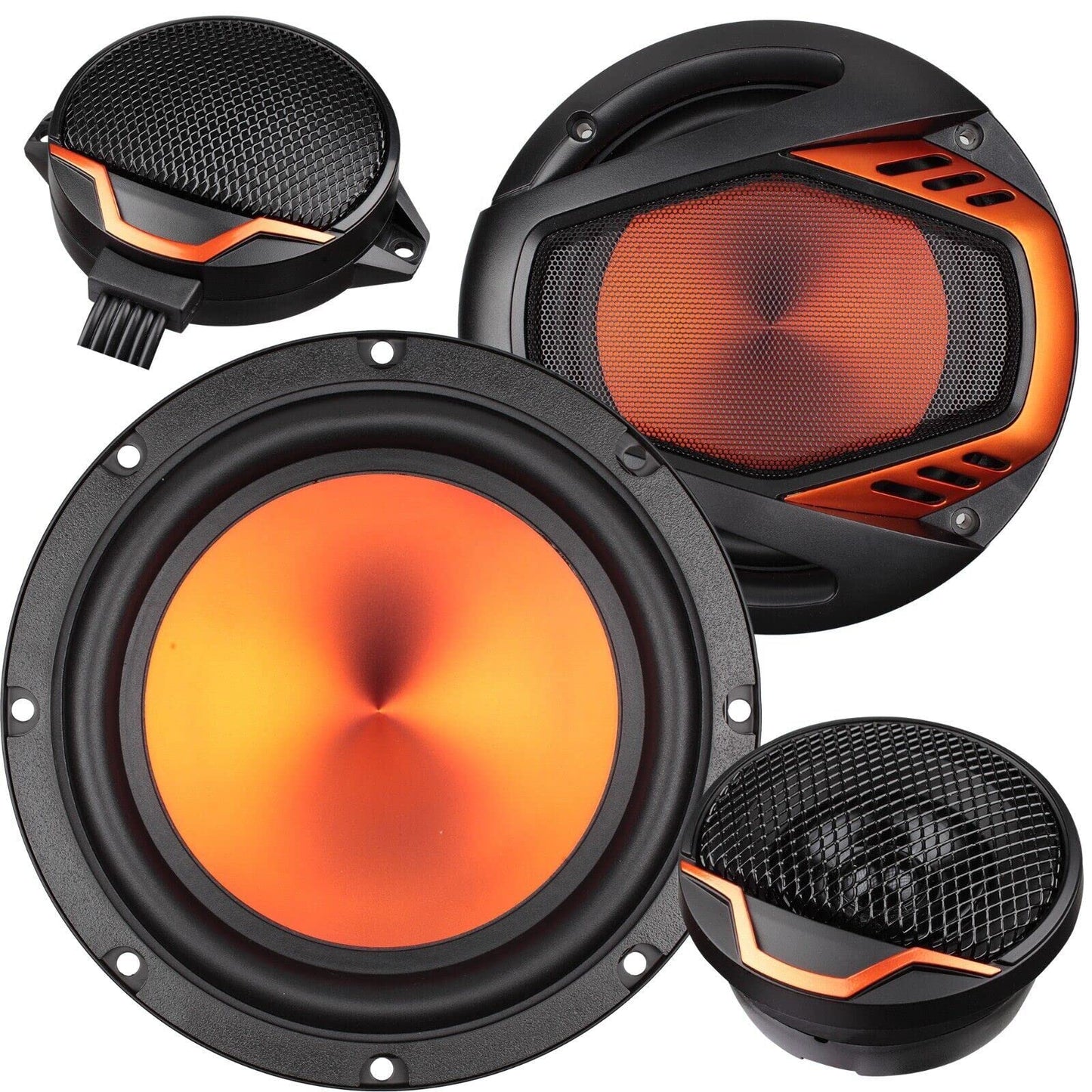 STX Audio 1300 W 6.5 pulgadas 2 vías sistema de altavoces componentes de audio para coche, 2 pares