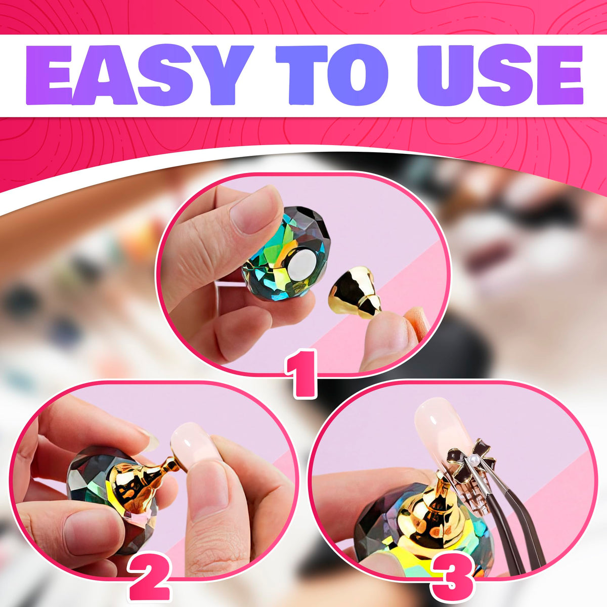 Soportes de Práctica de Arte de Uñas Magnéticos con 5 Piezas de Aleación y Base de Vidrio para Manicura