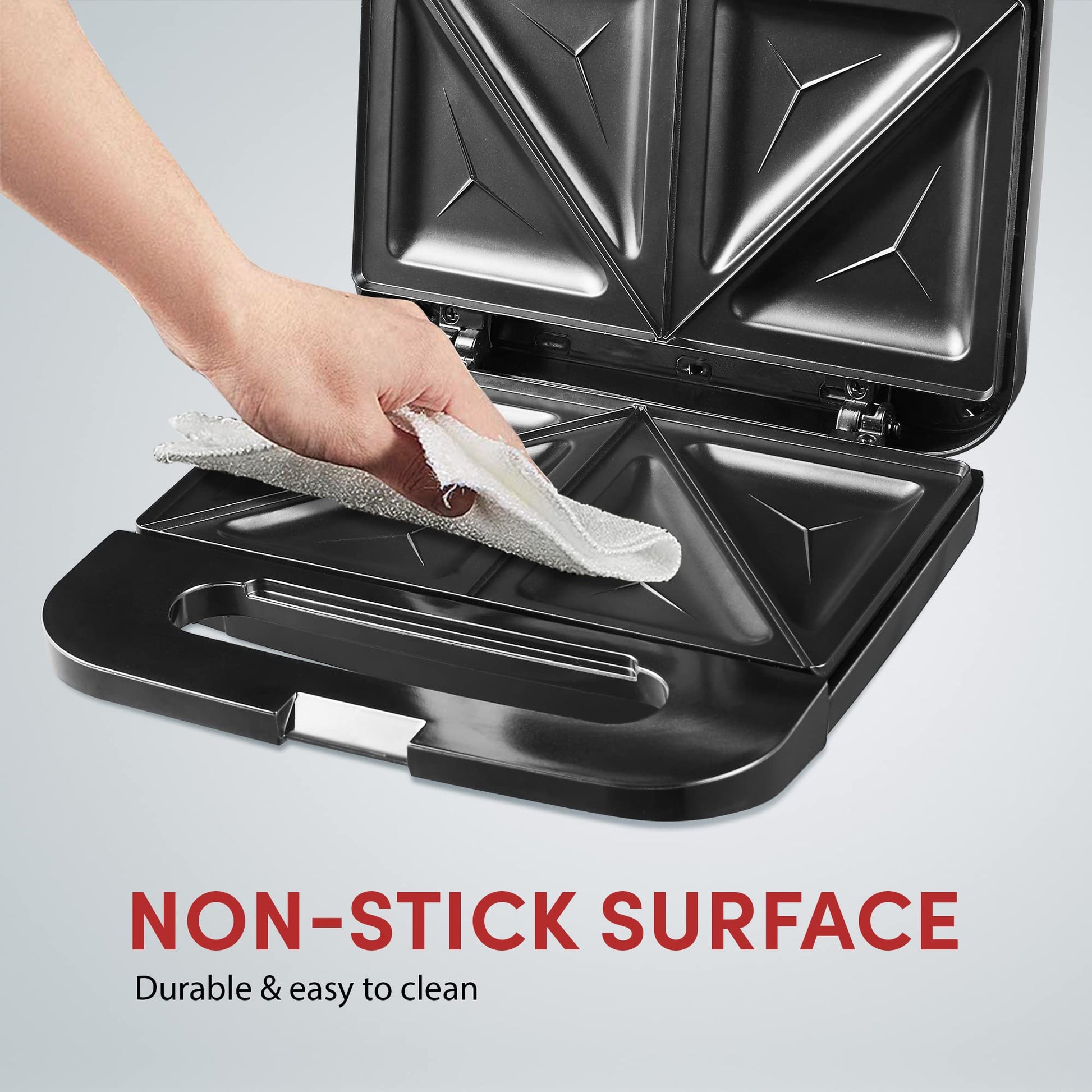 Sandwichera Elite Gourmet Acero Superficie Antiadherente 750W