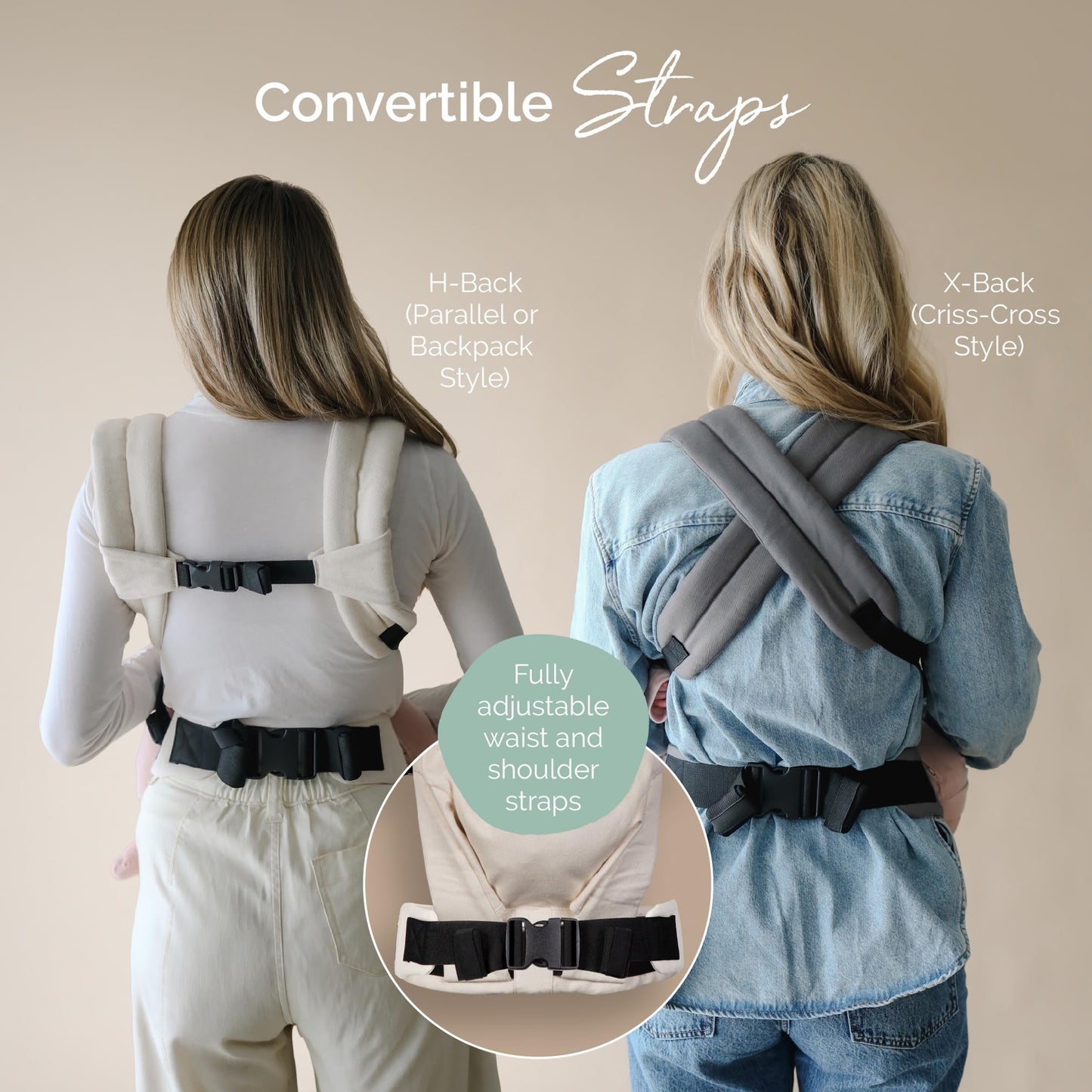 Boba Auri - Portabebés de algodón de pana para recién nacidos, 3 posiciones ergonómicas (delantera/delantera/trasera), portabebés con posición M con asiento ajustable (7-45 libras)