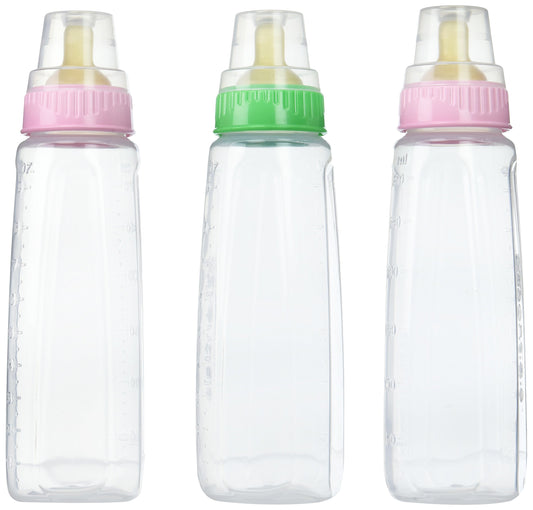 Biberón de Plástico Gerber Transparente sin BPA con Tetina de Látex, 266 ml, Pack de 3