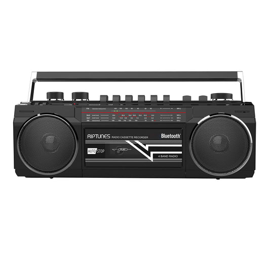 Boombox Bluetooth Retro Riptunes Negro Reproductor de Casete y Radio AM/FM/SW-1-SW2