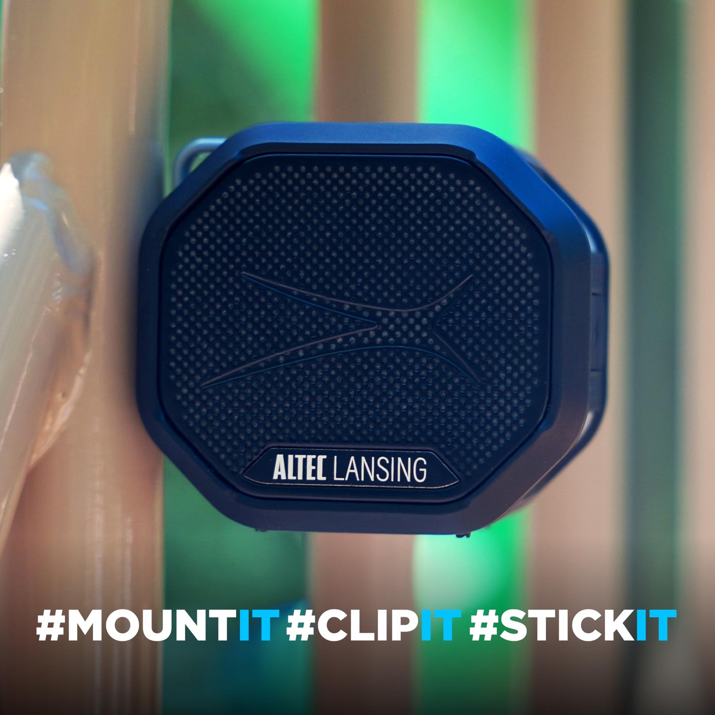 Altec Lansing HYDRATREK - Altavoz magnético Bluetooth, Impermeable IP67, Altavoz portátil, emparejamiento inalámbrico Verdadero, Carga rápida USB-C, batería de 3.7 V 400 mAh, Asistente de Voz,