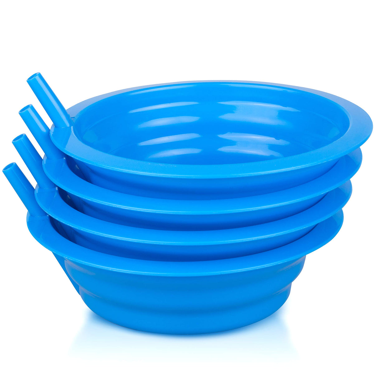 Cibi - Cuencos de cereales con pajitas para niños de plástico sin BPA | Tazones para niños pequeños con pajita integrada para cereales y sopa | Juego de 4 cuencos coloridos para desayuno..