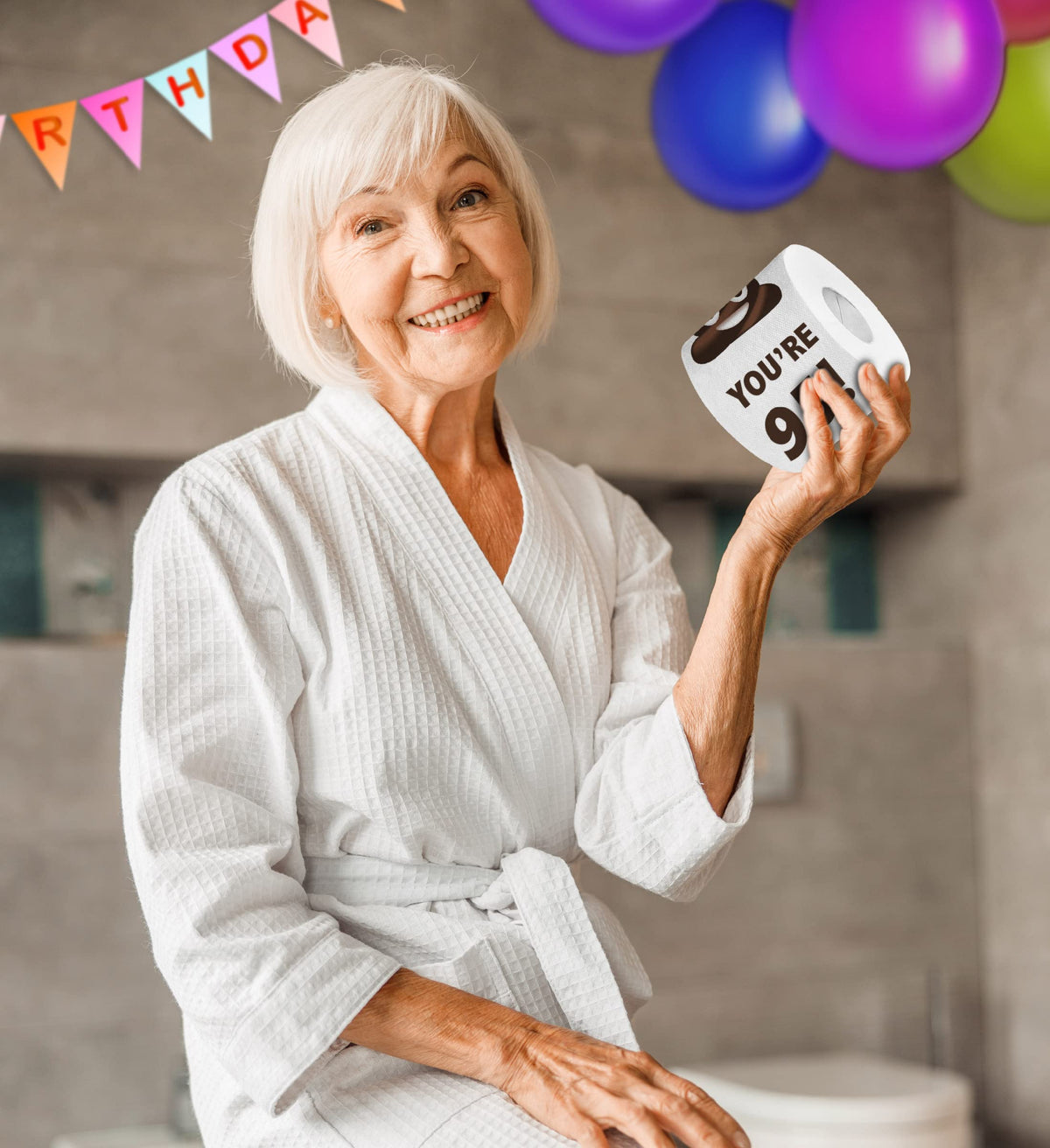Papel Higiénico Impreso Holy Poop You're 95 Divertido para Broma Cumpleaños