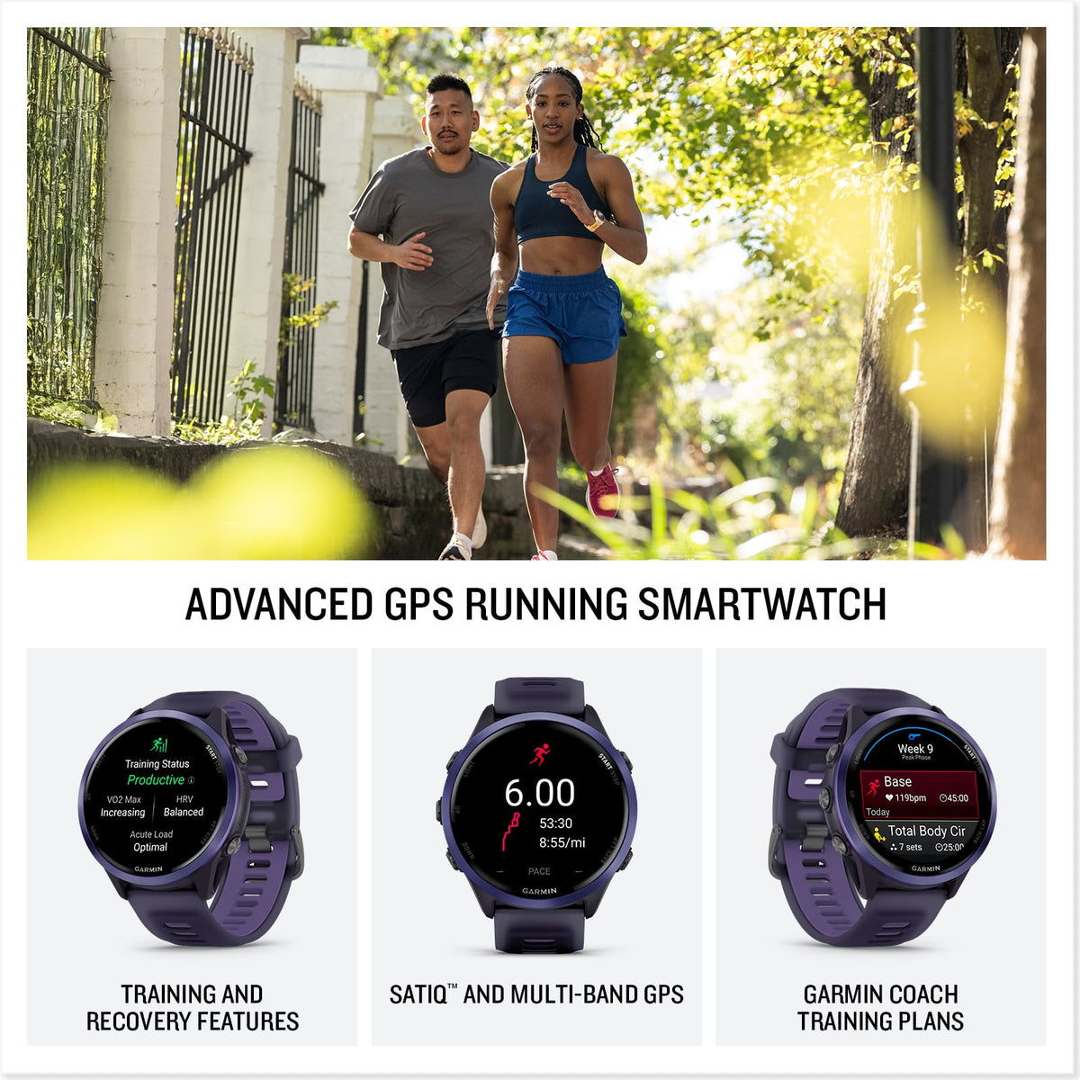 Reloj Inteligente Garmin Forerunner 570 Imperial Purple Indigo con GPS Avanzado para Correr y Triatlón