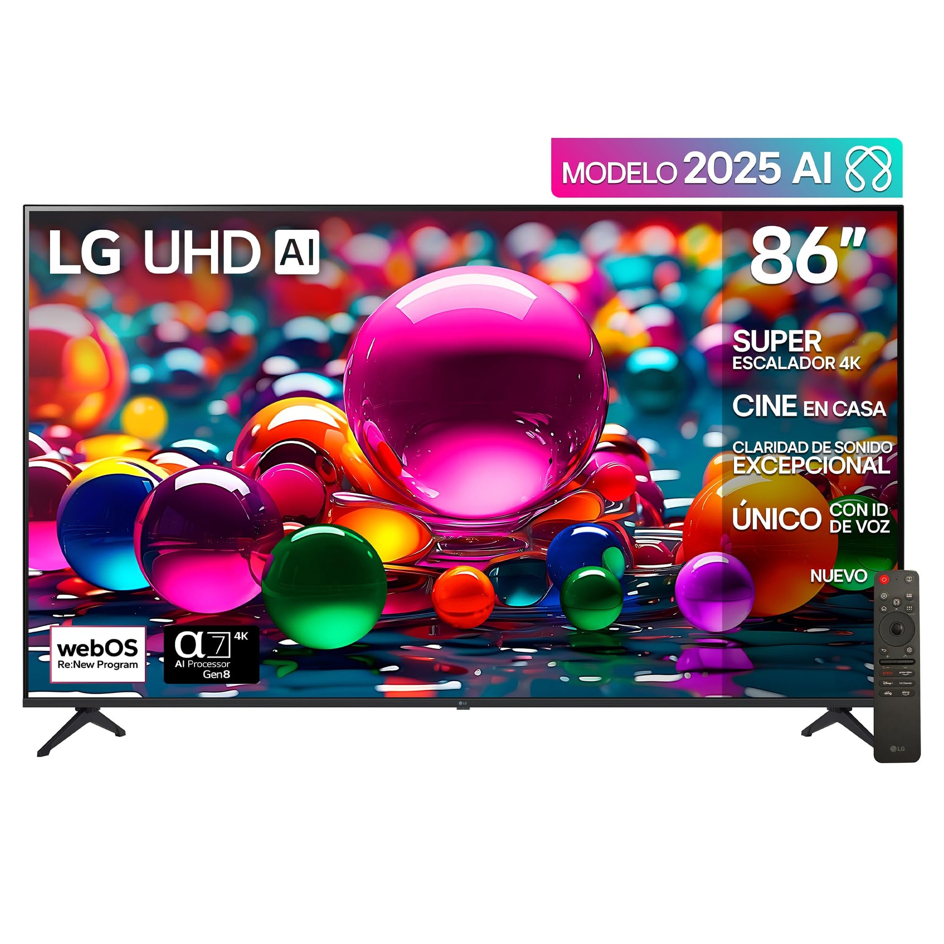 LG Pantalla 86 Pulgadas UHD AI UA8050 4K Smart TV 2025