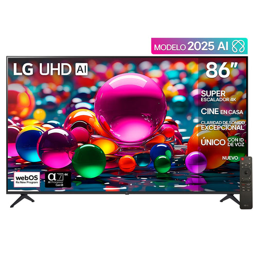 LG Pantalla 86 Pulgadas UHD AI UA8050 4K Smart TV 2025