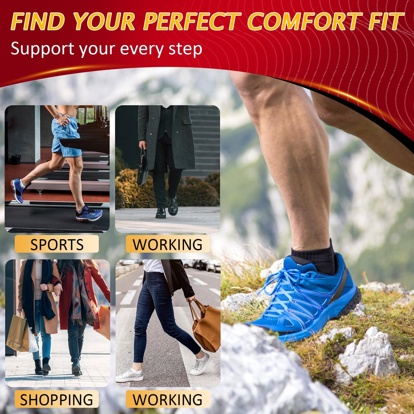 Ailaka - Plantillas de zapatos de soporte de arco alto para pies planos, plantillas ortopédicas de arco alto para hombres y mujeres, plantillas de alivio de la fascitis plantar, Negro -, 9-12 M US