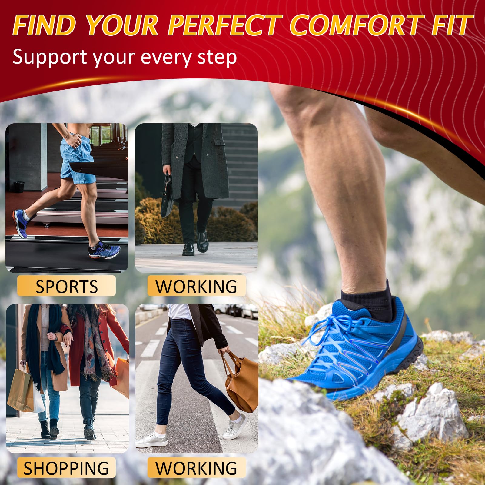 Ailaka - Plantillas de zapatos de soporte de arco alto para pies planos, plantillas ortopédicas de arco alto para hombres y mujeres, plantillas de alivio de la fascitis plantar, Negro -, 9-12 M US