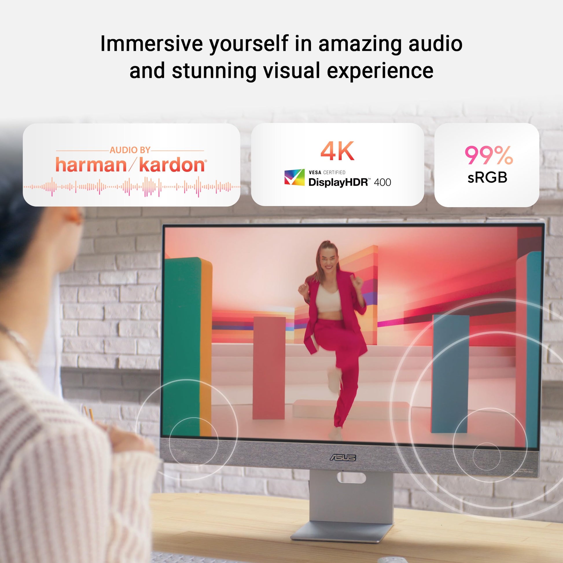 ASUS ZenScreen - Monitor Inteligente USB-C 4K (MS27UC) - UHD (3840 x 2160) IPS, 99% sRGB, Google TV, Altavoces Harman Kardon, USB-C 90W PD, USB Hub, visualización inalámbrica, Netflix y Youtube,