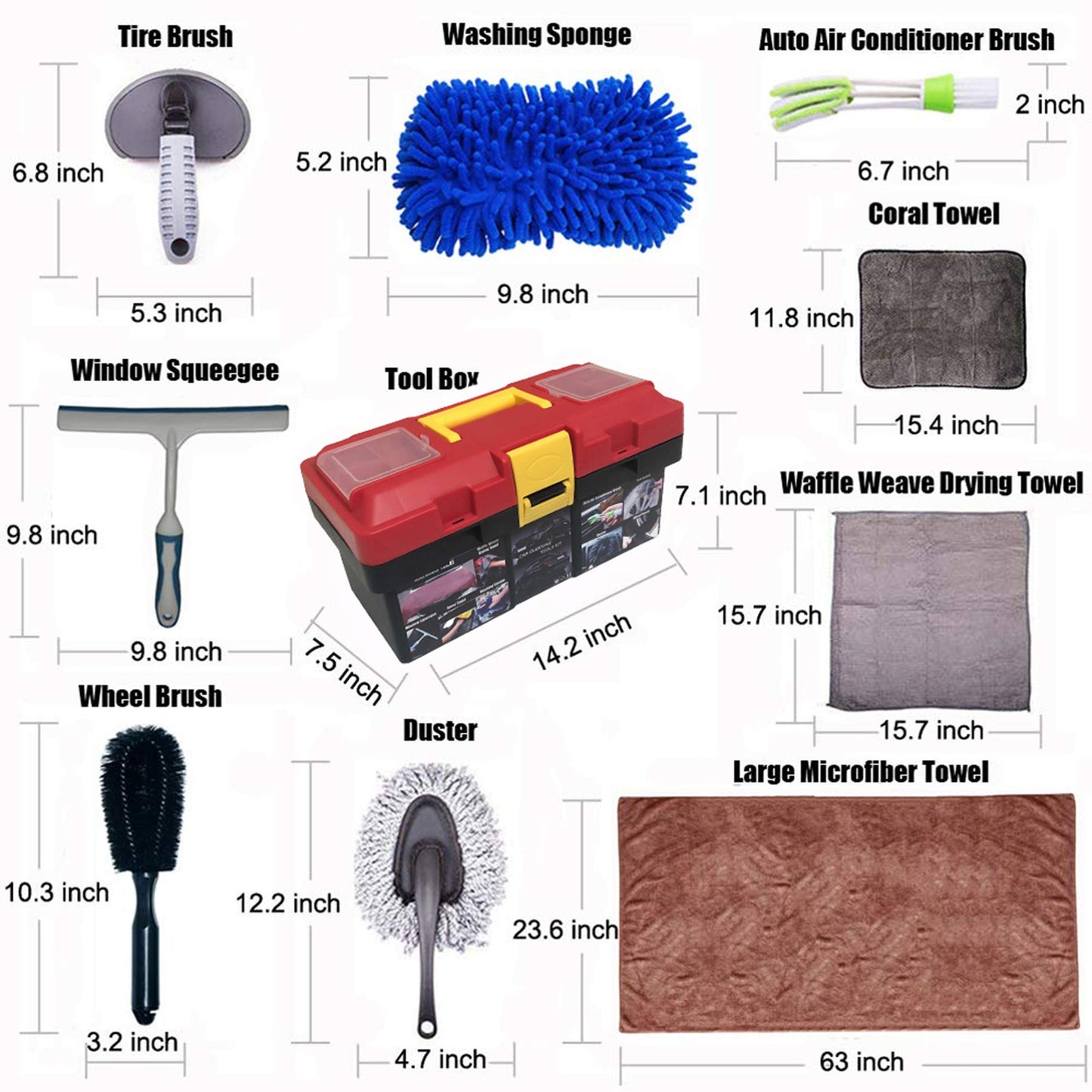 Kit de Herramientas de Limpieza de Carro Snow Eagle-L Azul con Paño de Microfibra y Cepillo de Neumáticos para Detallar Interiores