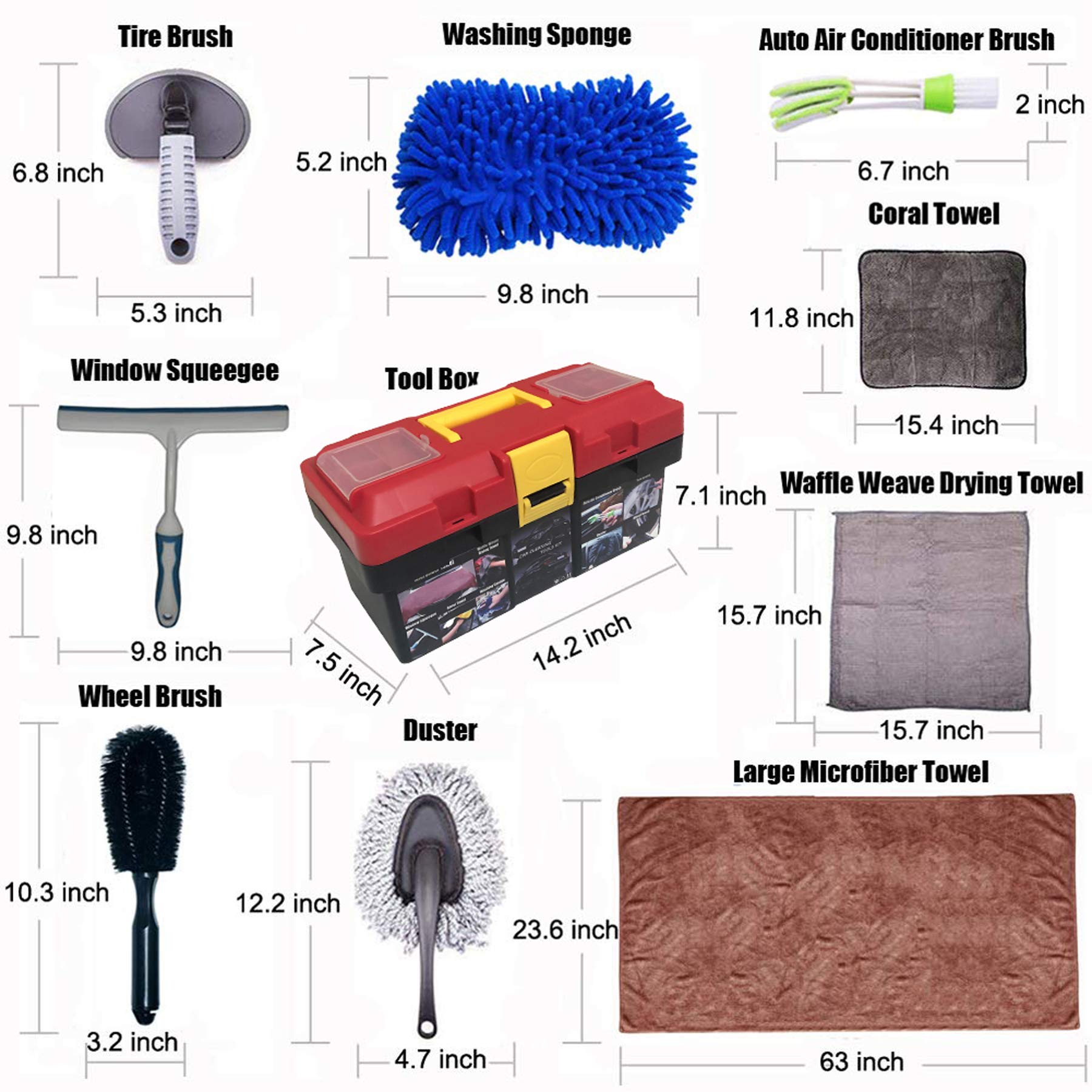 Kit de Herramientas de Limpieza de Carro Snow Eagle-L Azul con Paño de Microfibra y Cepillo de Neumáticos para Detallar Interiores