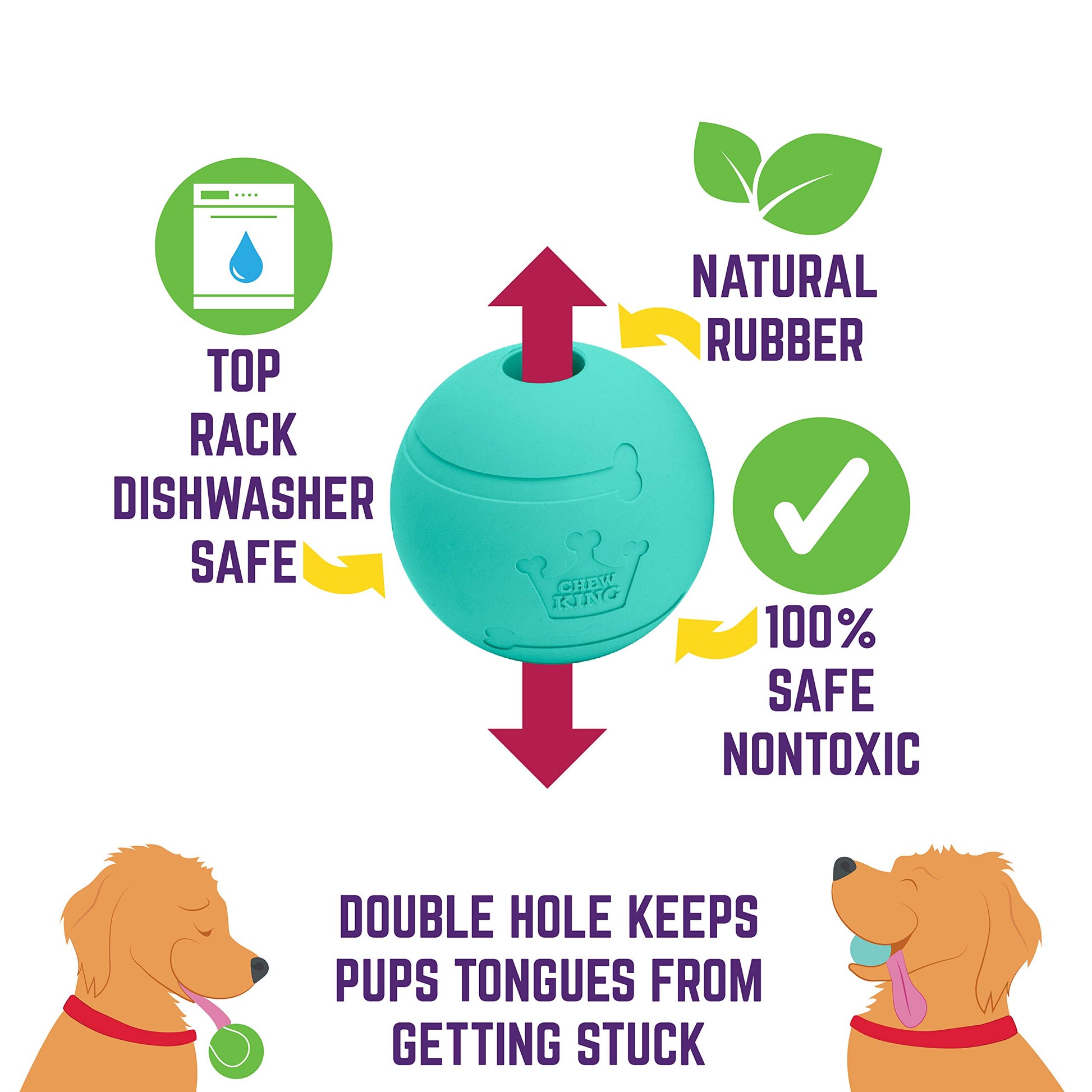 Chew King Fetch Balls - Juguete de Goma Natural Extremadamente Duradero de 2.5 Pulgadas, Paquete de 8 (CM-0264-CS01)