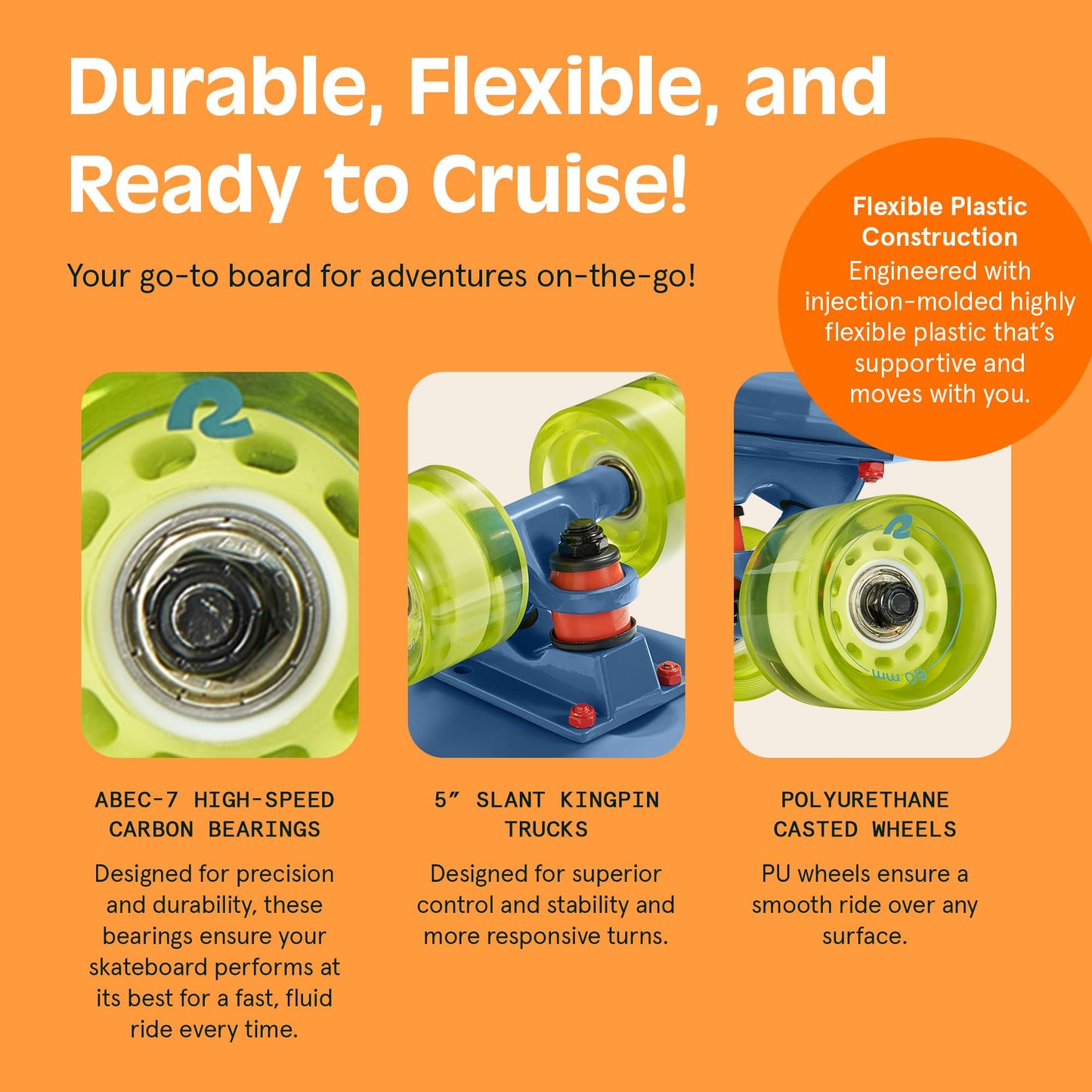 Monopatín Retrospec Retro Clásico de 22.5 Pulgadas con Rodamientos ABEC 7 y Ruedas de Poliuretano