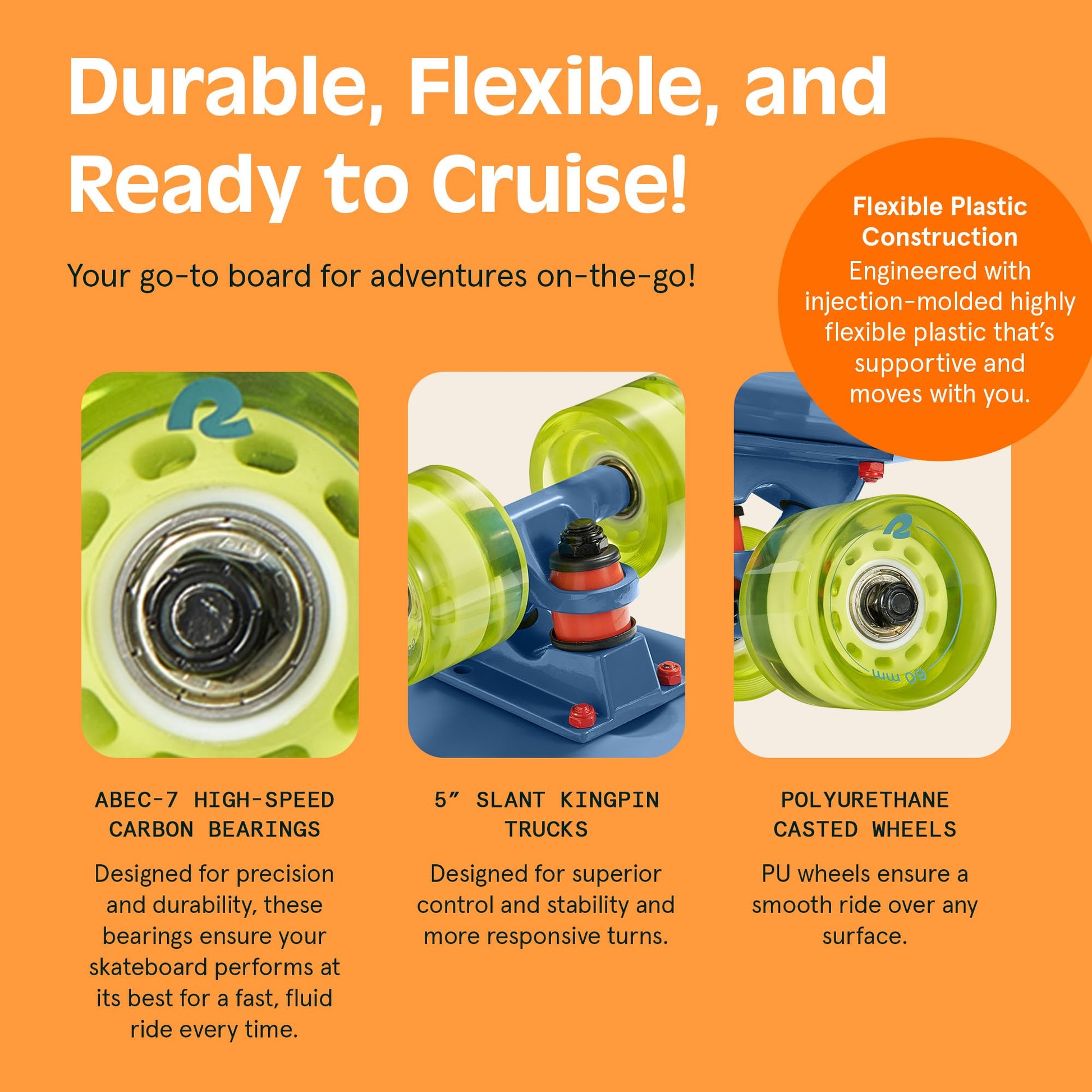 Monopatín Retrospec Retro Clásico de 22.5 Pulgadas con Rodamientos ABEC 7 y Ruedas de Poliuretano