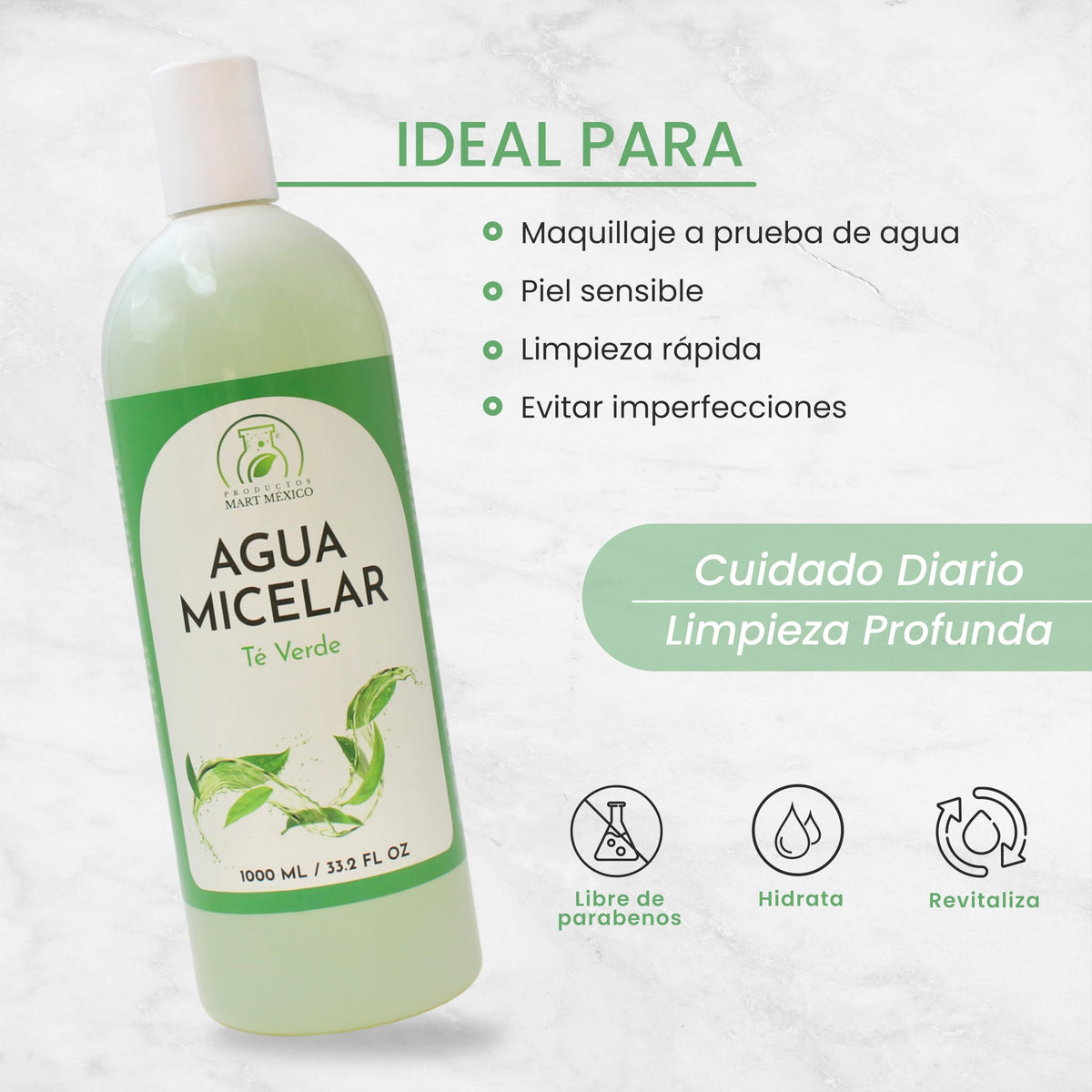 Agua Micelar De Té Verde Frescura 1 Litro Productos Mart Mexico