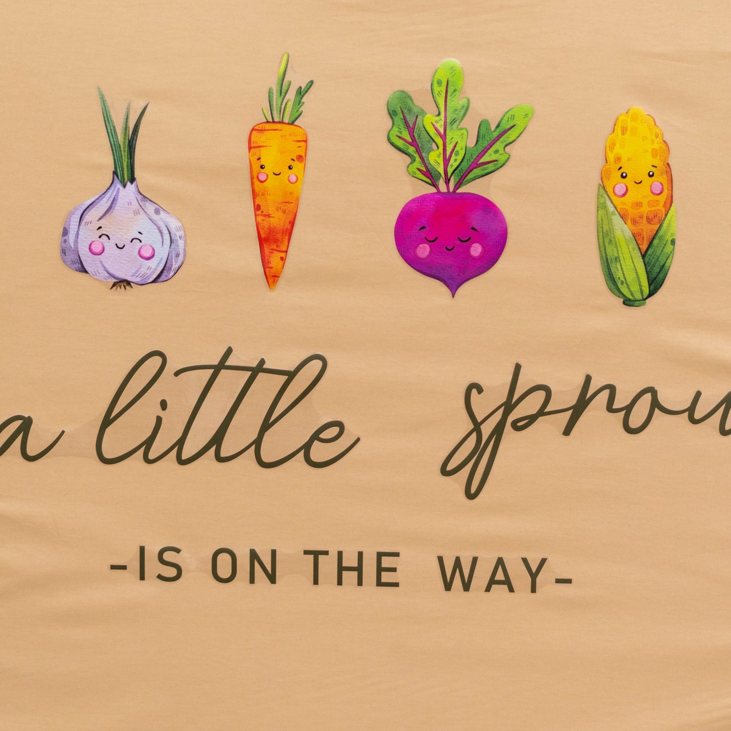KIETKIE - Calcomanía de pared para baby shower de Little Sprout – ilustraciones vegetales de granja y escritura rústica, telón de fondo de baby shower neutro para cosecha de otoño y fiestas temáticas