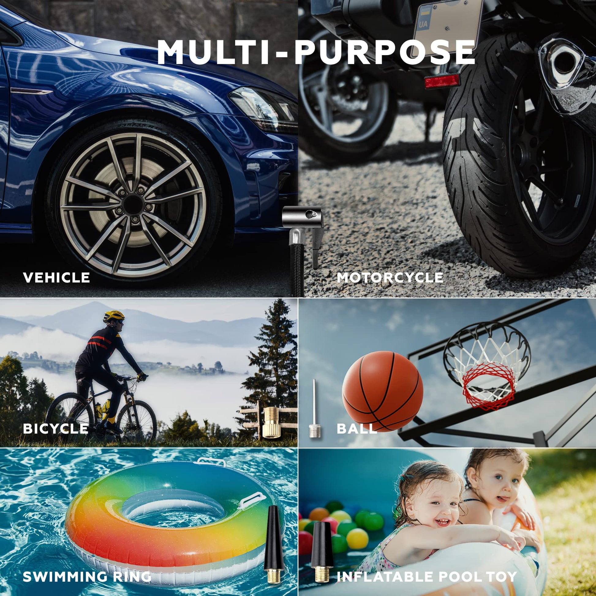Manusage Compresor de Aire inflador de neumáticos portátil para neumáticos de Coche, compresor de Aire Digital de 150 PSI con luz LED de 12 V CC para vehículos, Motocicletas, Bicicletas, inflar Bolas