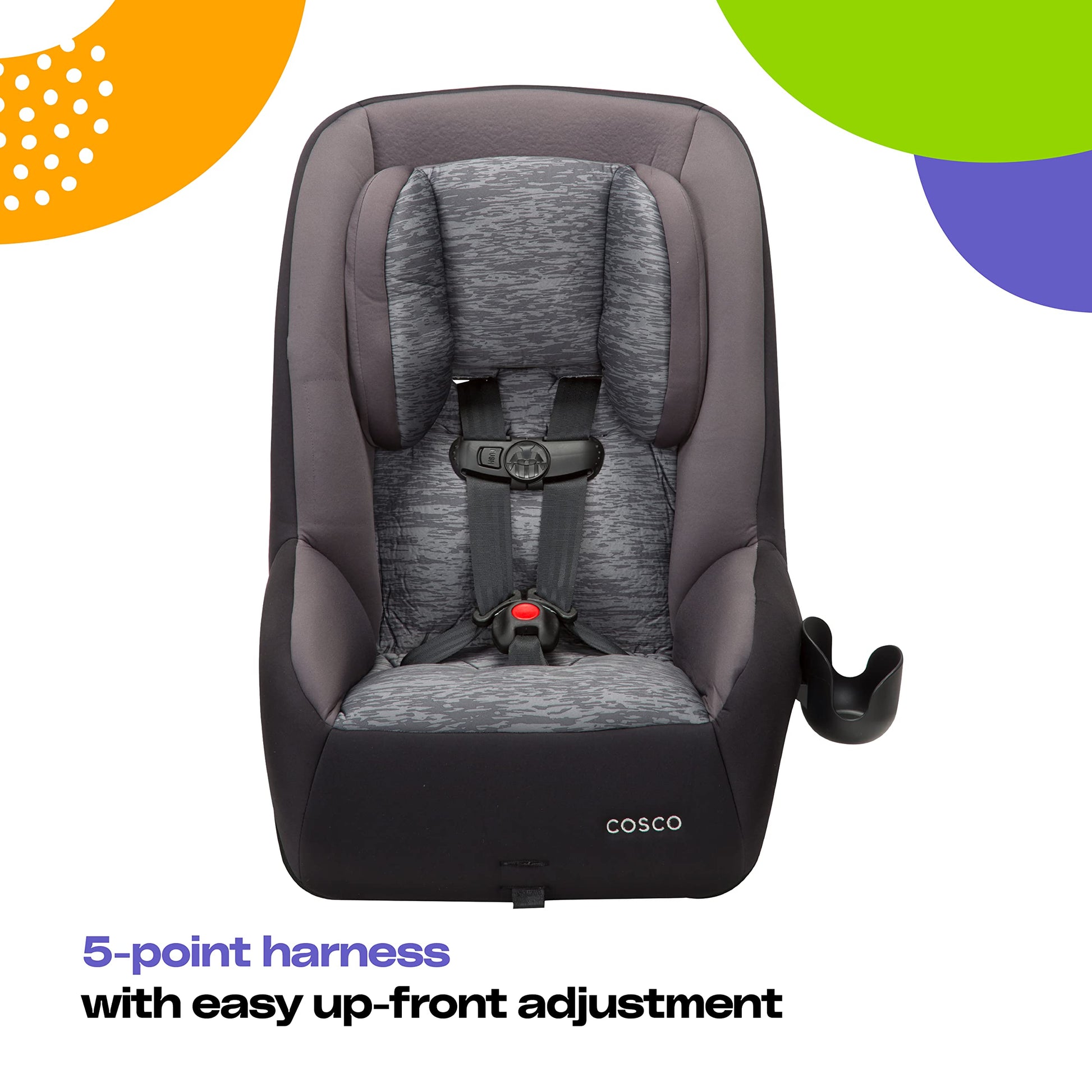 Cosco Mighty Fit 65 DX Convertible Car Seat, Heather Onyx Gray
