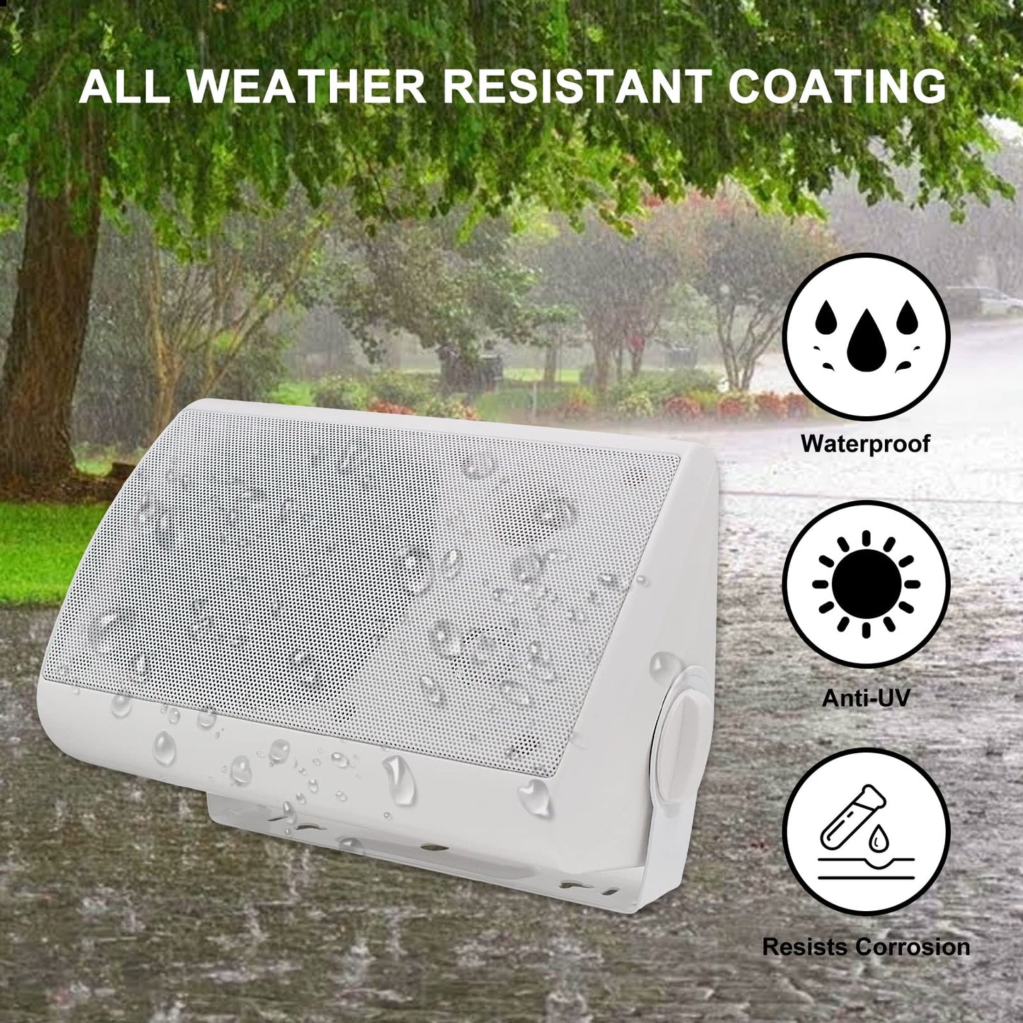 Herdio Bocinas para Exterior,5.25 Pulgadas, 600W Altavoces para Exteriores, Resistente al Agua, Adecuado para el hogar, Patio, Terraza,Patio Trasero (4 Altavoces,Blanco)